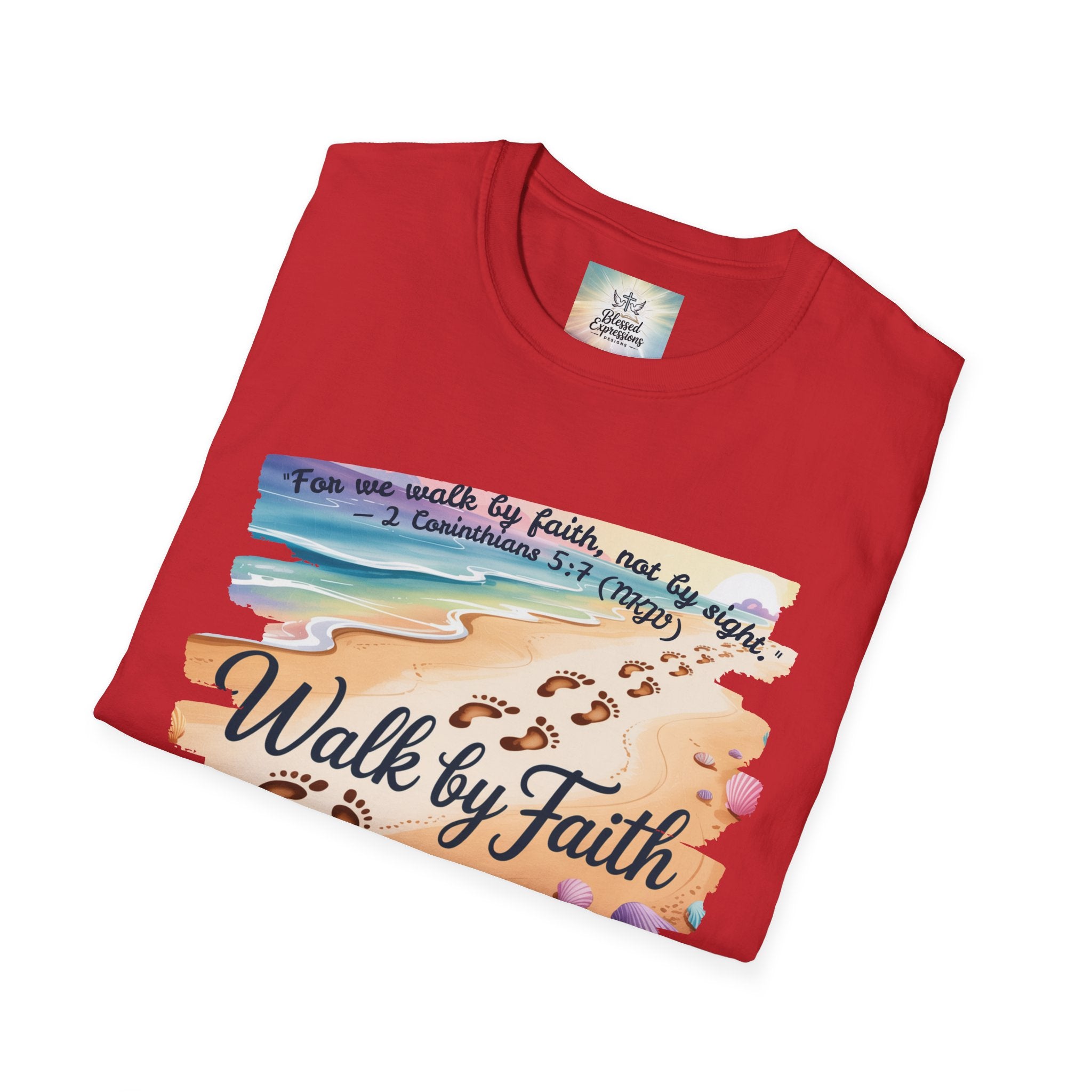 Walk by Faith Inspirational T-Shirt, Christian Apparel, Beach Vibe Tee, Casual Summer Wear, Gift for Believers