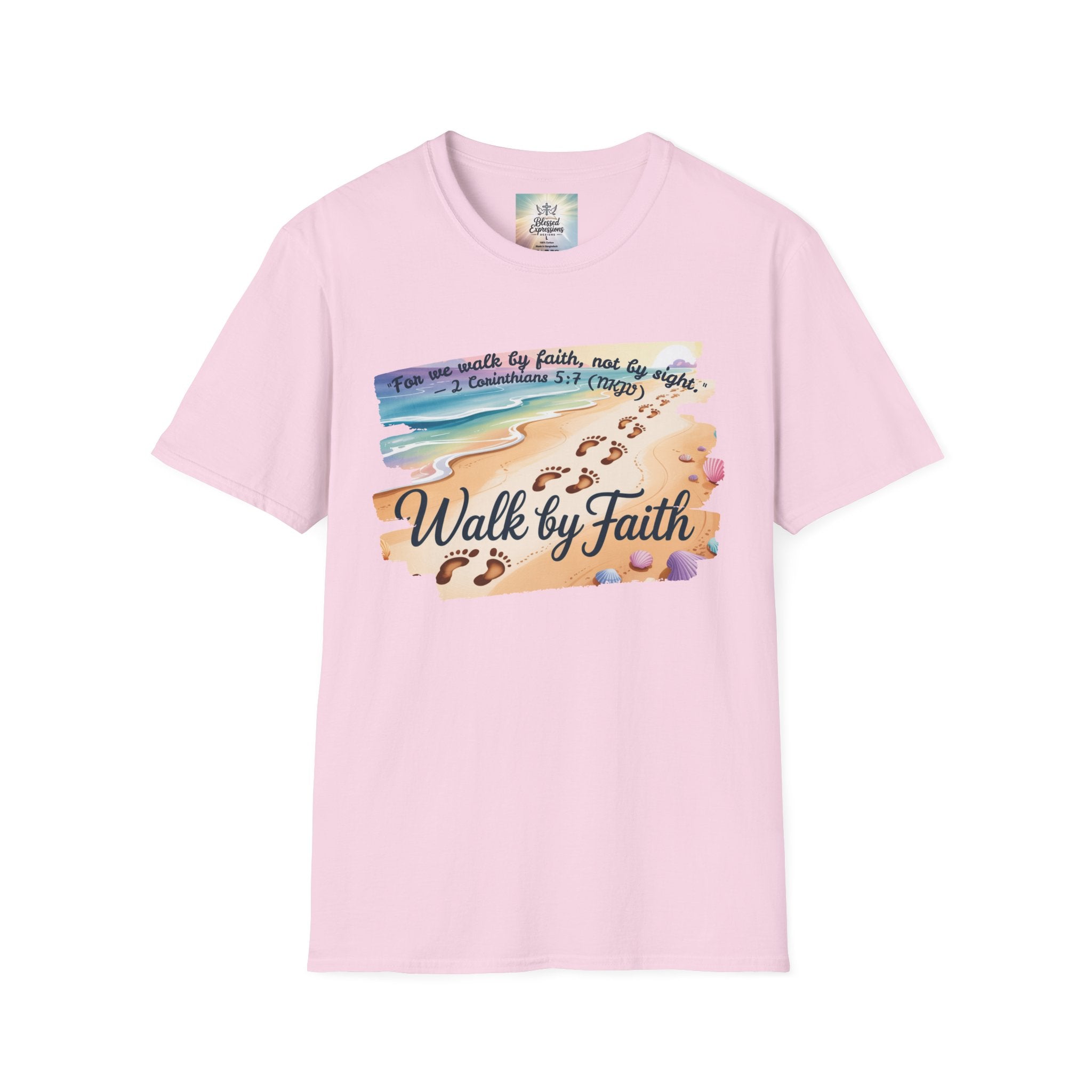 Walk by Faith Inspirational T-Shirt, Christian Apparel, Beach Vibe Tee, Casual Summer Wear, Gift for Believers