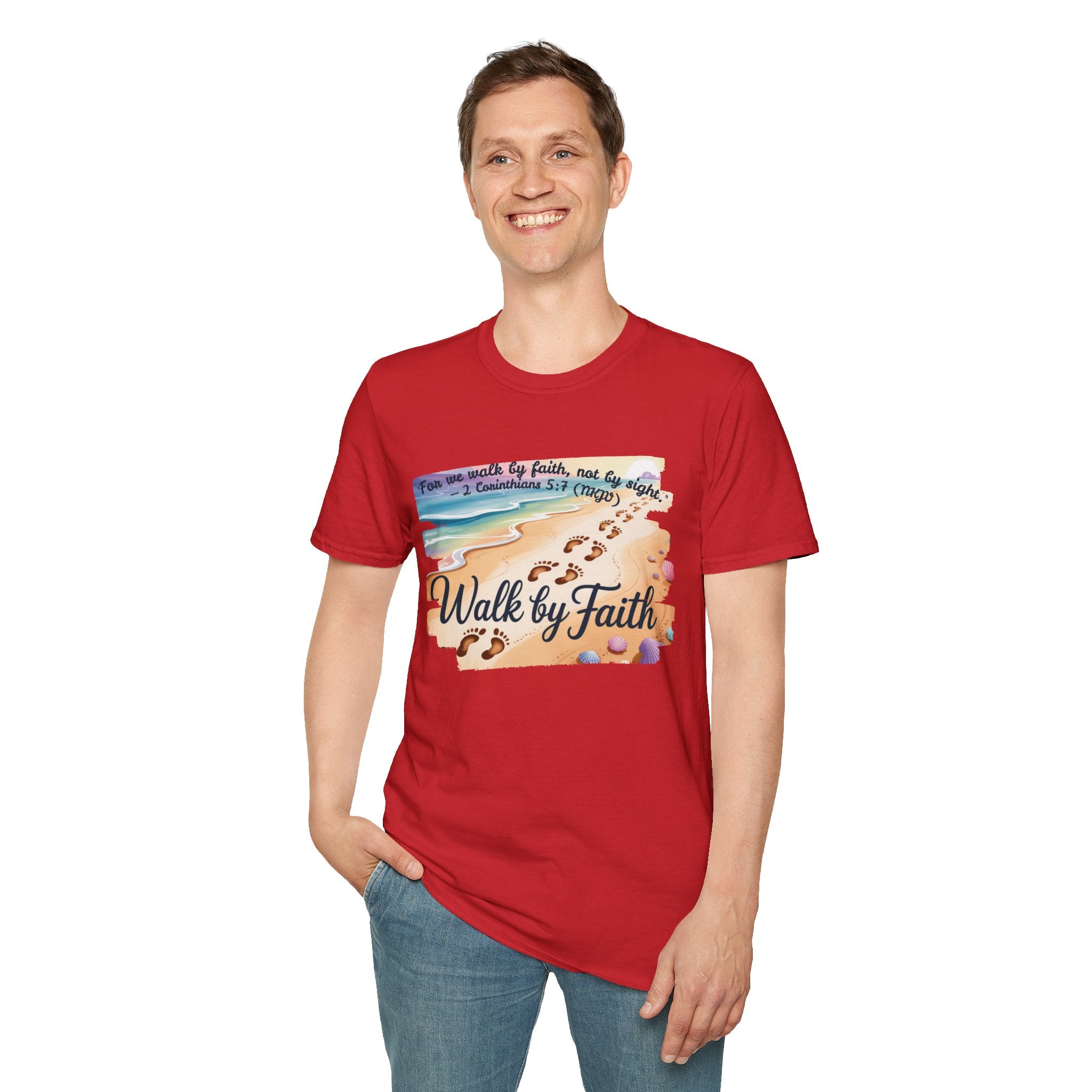Walk by Faith Inspirational T-Shirt, Christian Apparel, Beach Vibe Tee, Casual Summer Wear, Gift for Believers