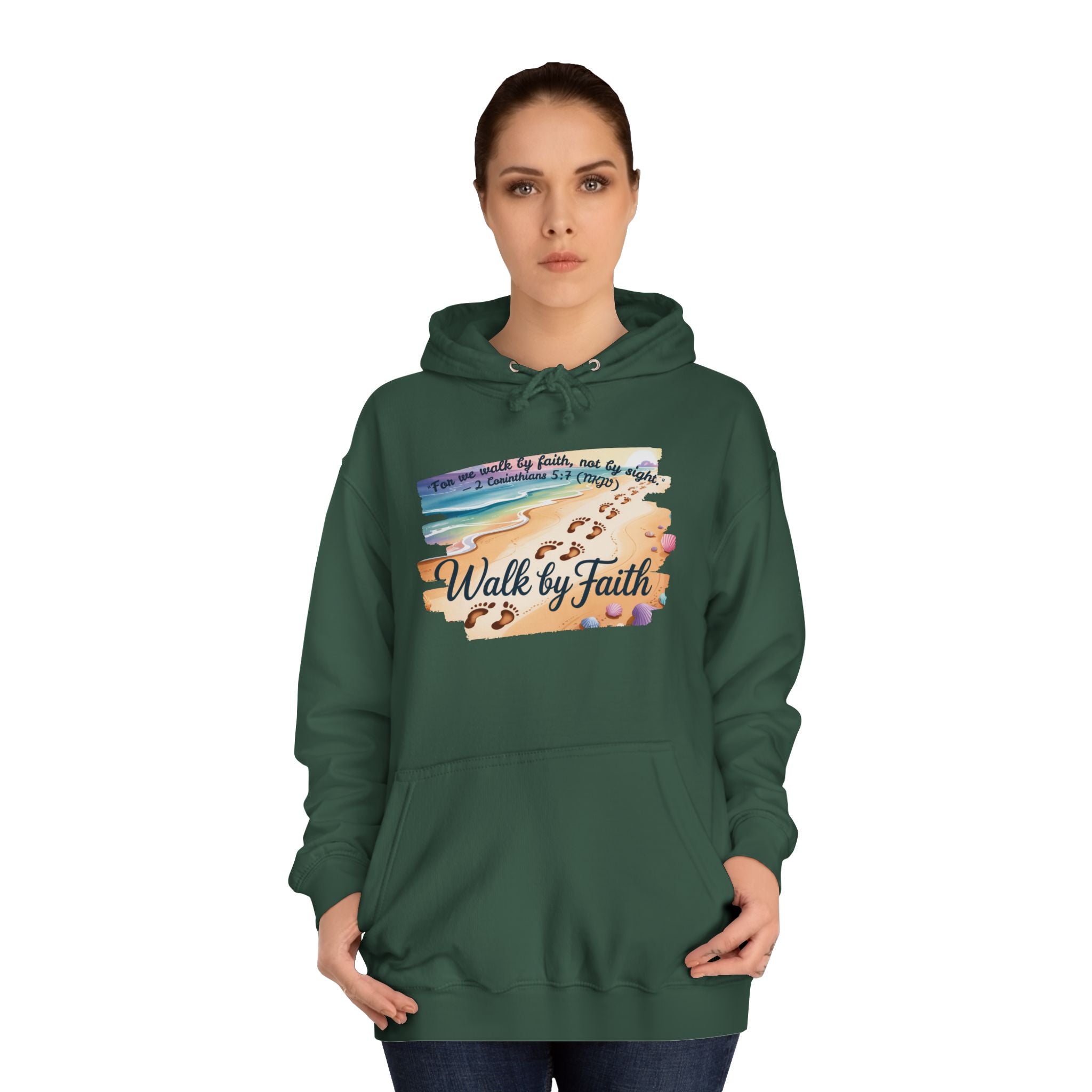 Walk by Faith-Inspirational Hoodie, Cozy College Wear, Inspirational Gift, Relaxed Everyday Style, Perfect for Faith-Based Events