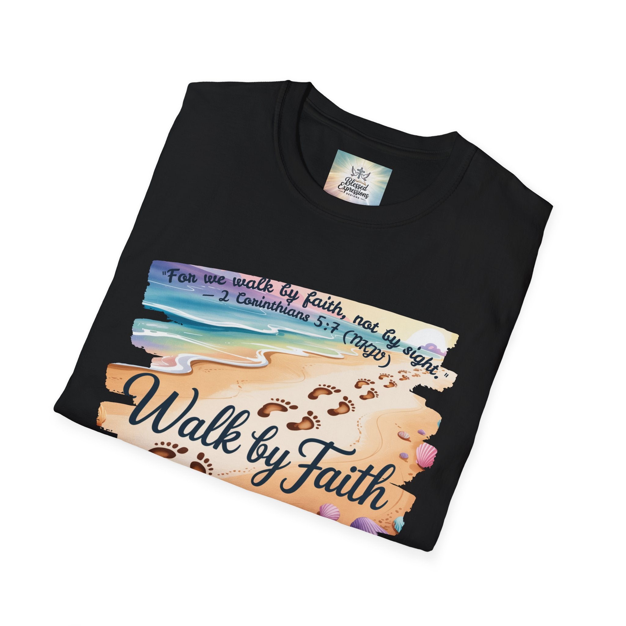 Walk by Faith Inspirational T-Shirt, Christian Apparel, Beach Vibe Tee, Casual Summer Wear, Gift for Believers