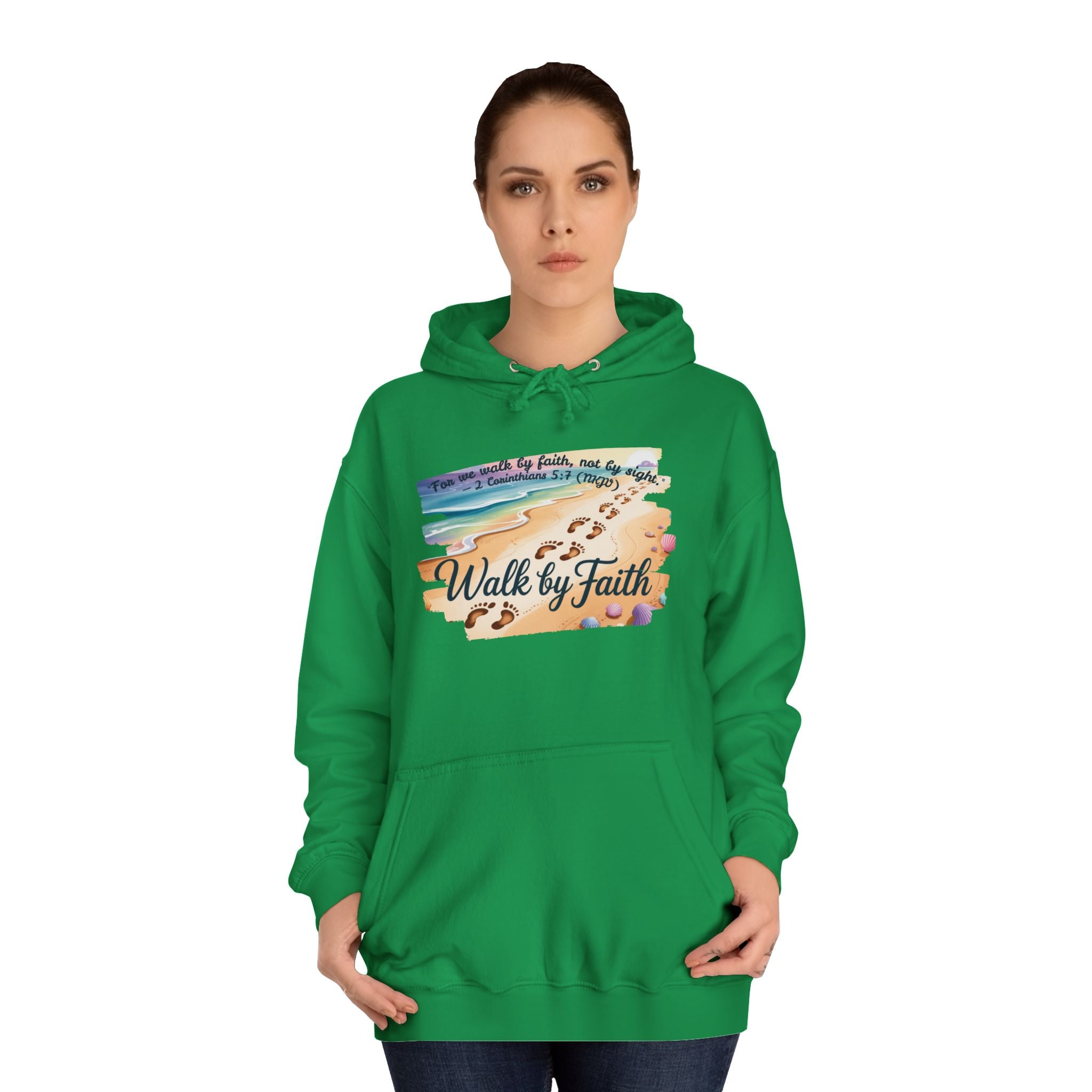 Walk by Faith-Inspirational Hoodie, Cozy College Wear, Inspirational Gift, Relaxed Everyday Style, Perfect for Faith-Based Events