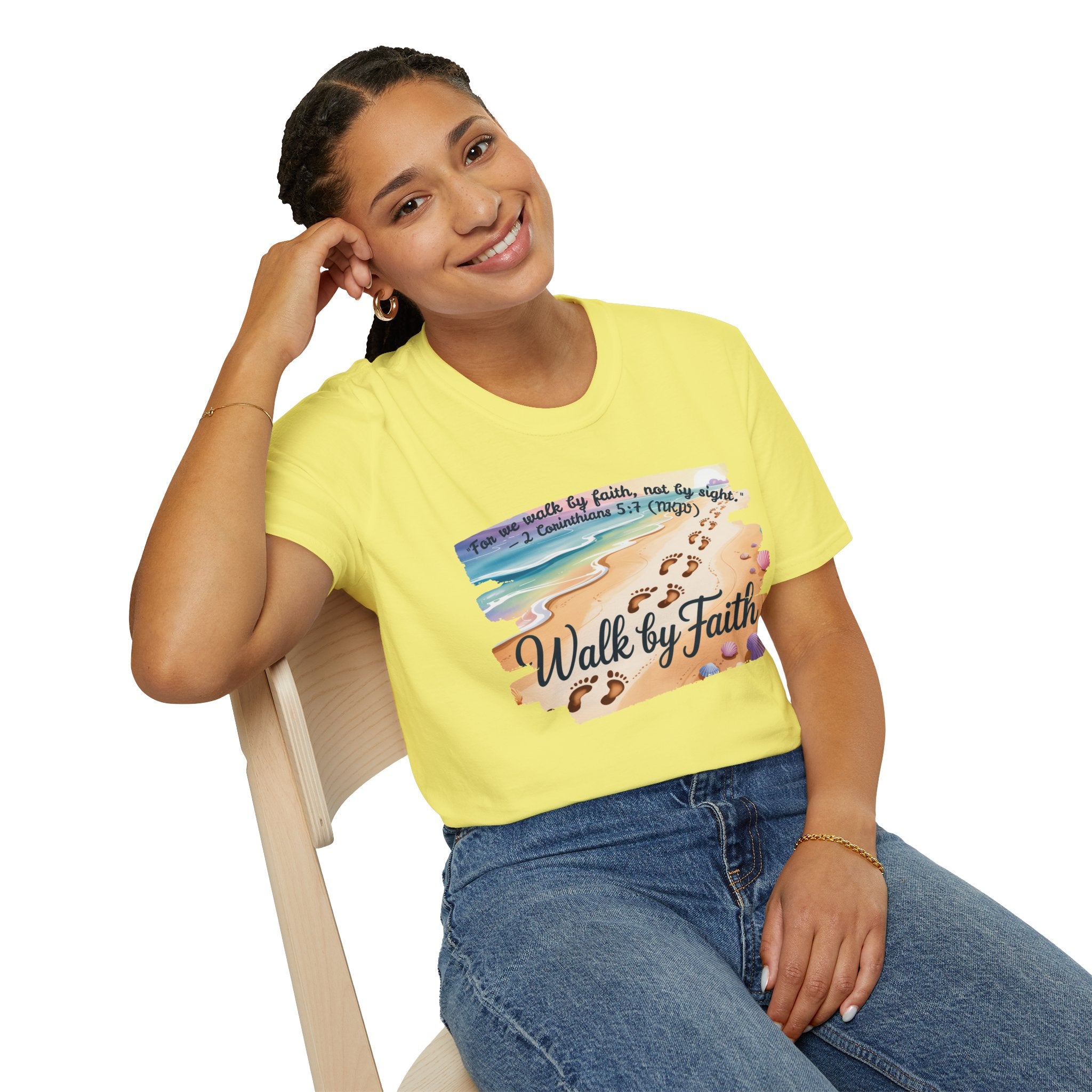 Walk by Faith Inspirational T-Shirt, Christian Apparel, Beach Vibe Tee, Casual Summer Wear, Gift for Believers
