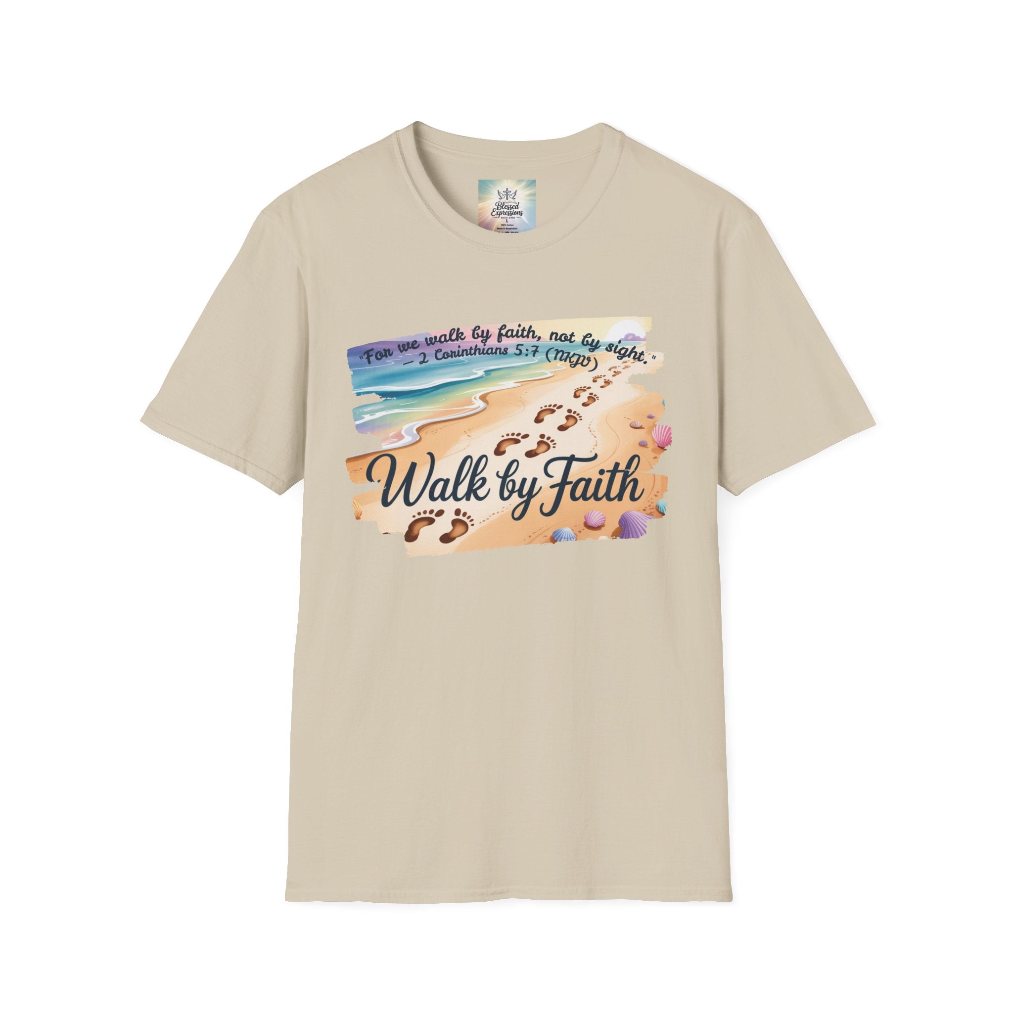 Walk by Faith Inspirational T-Shirt, Christian Apparel, Beach Vibe Tee, Casual Summer Wear, Gift for Believers