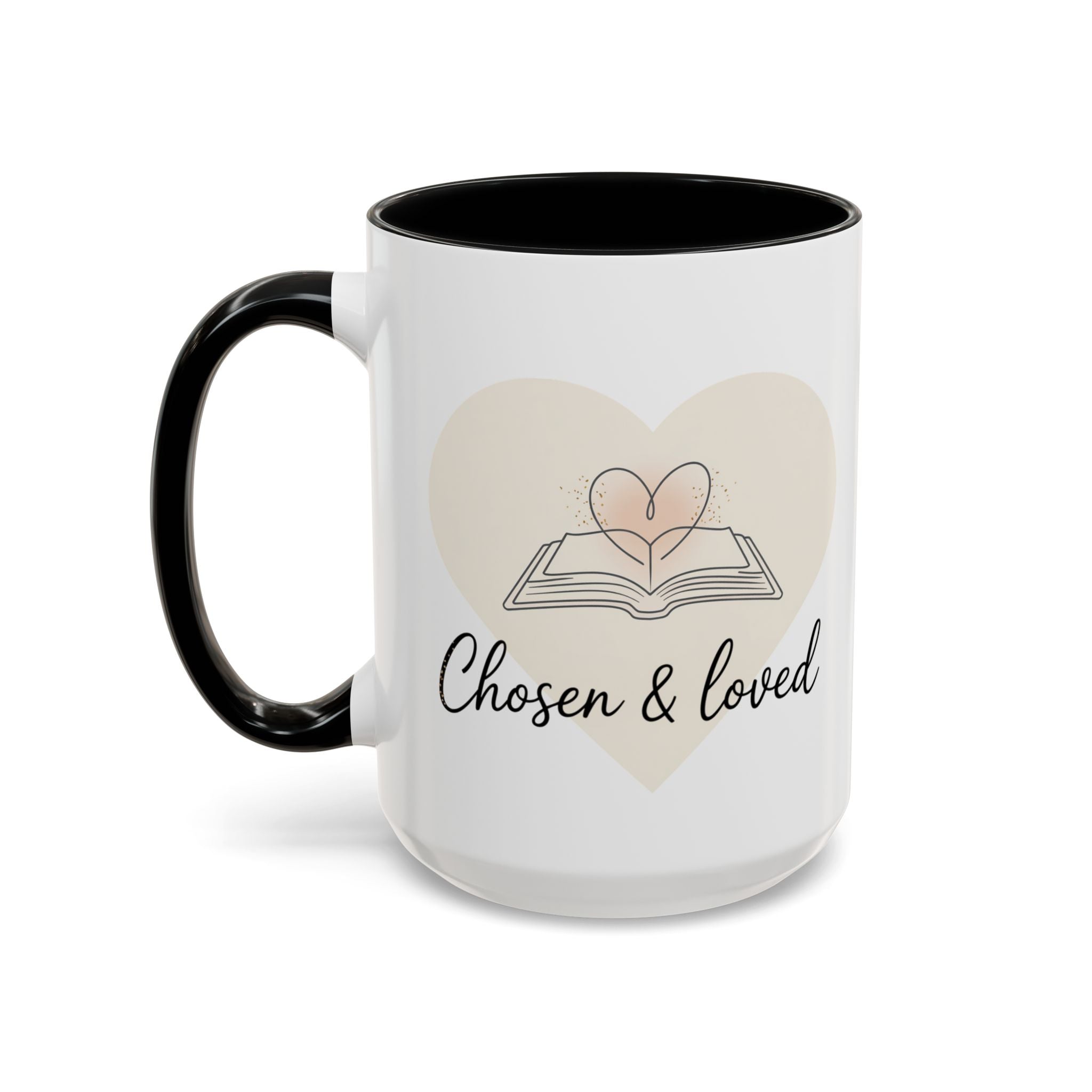 Chosen & Loved Accent Coffee Mug - Inspirational Gift, Heartwarming Mug, Cozy Beverage Cup, Perfect for Readers, Warm Reminder