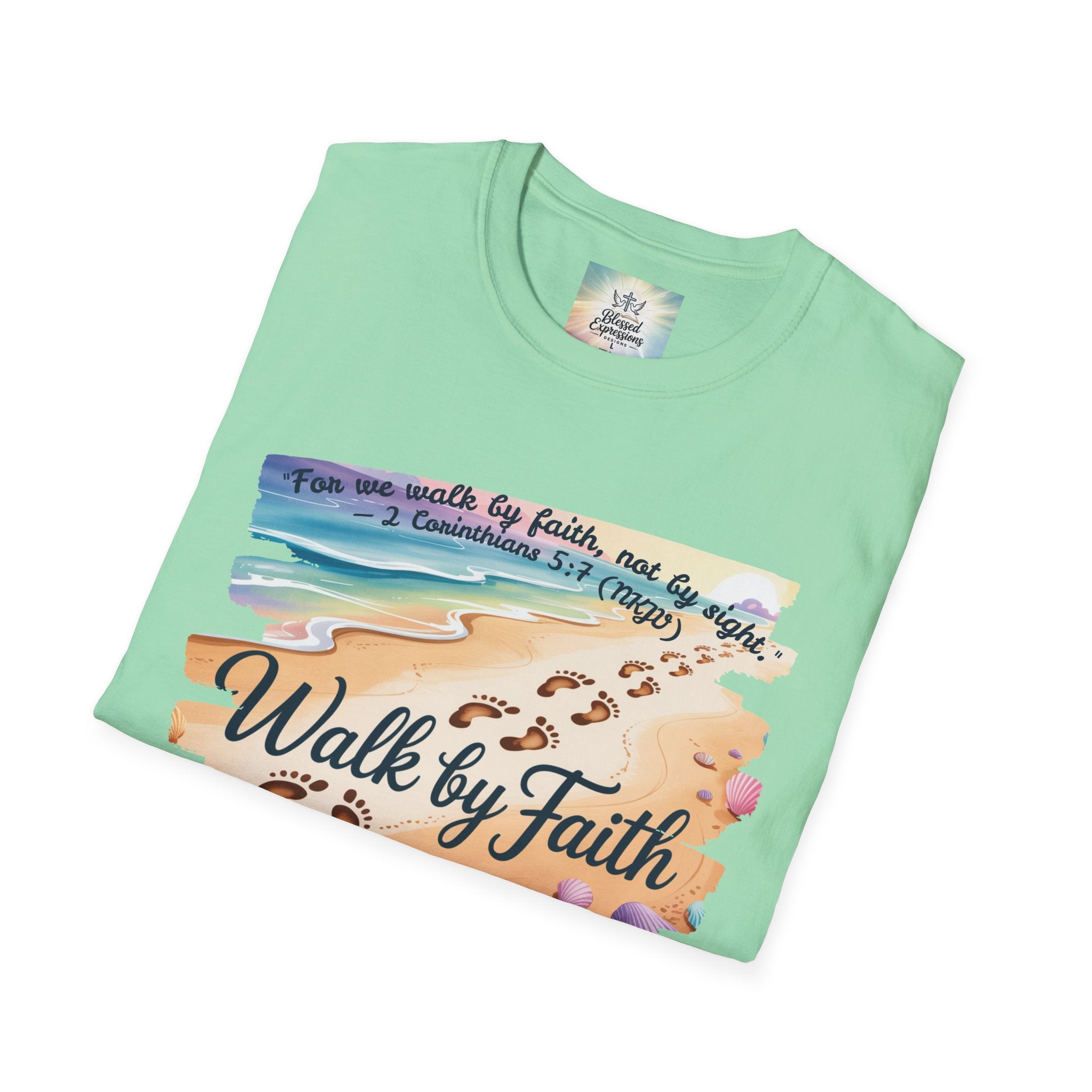 Walk by Faith Inspirational T-Shirt, Christian Apparel, Beach Vibe Tee, Casual Summer Wear, Gift for Believers
