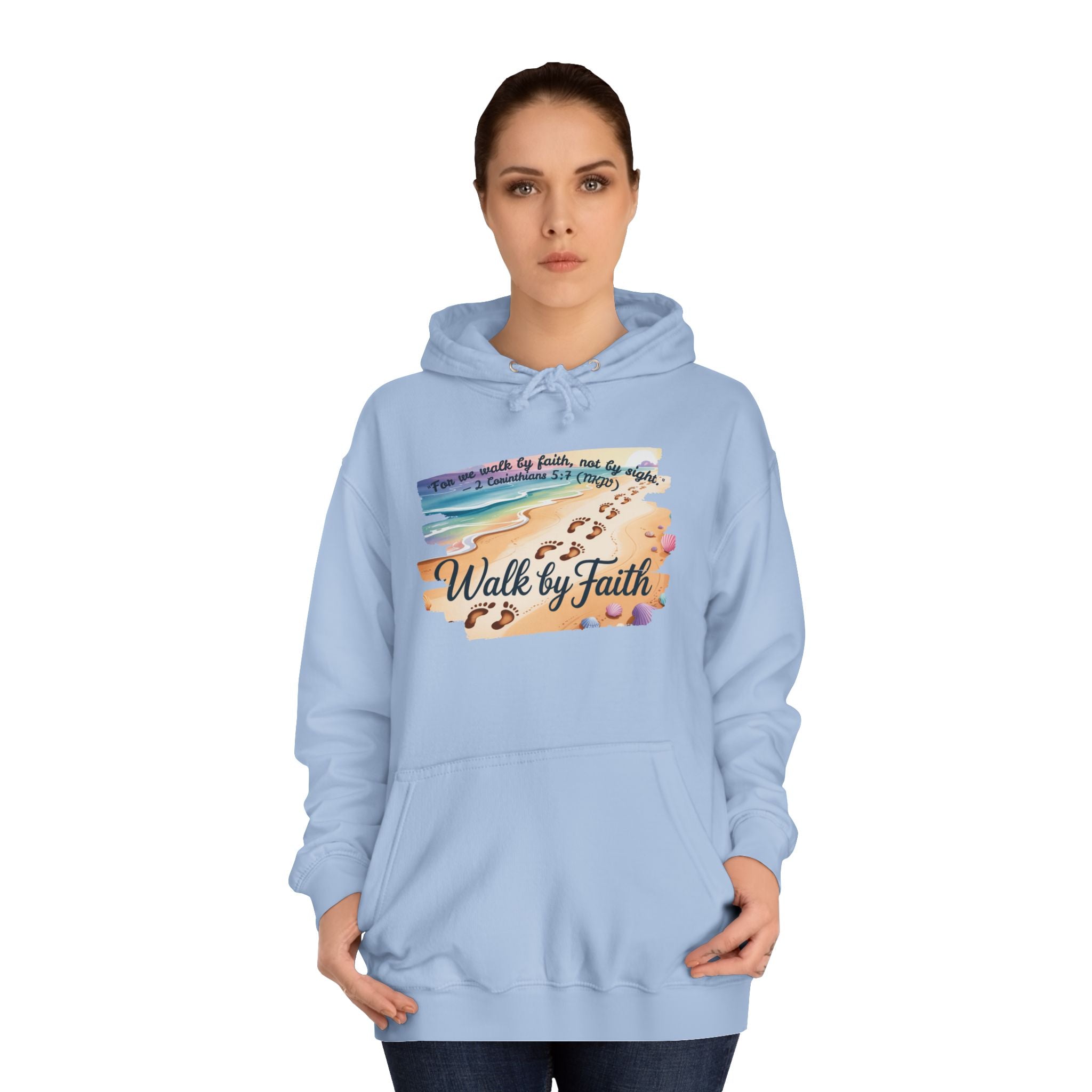 Walk by Faith-Inspirational Hoodie, Cozy College Wear, Inspirational Gift, Relaxed Everyday Style, Perfect for Faith-Based Events