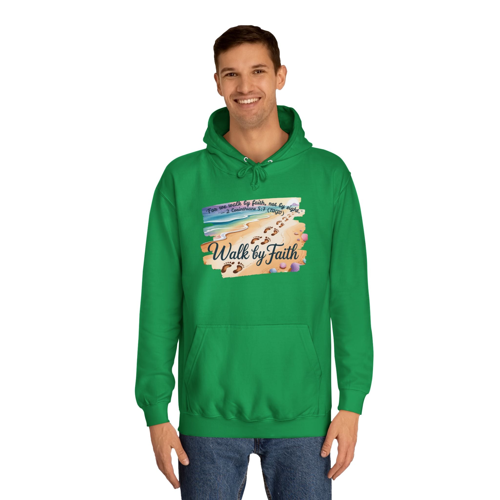 Walk by Faith-Inspirational Hoodie, Cozy College Wear, Inspirational Gift, Relaxed Everyday Style, Perfect for Faith-Based Events