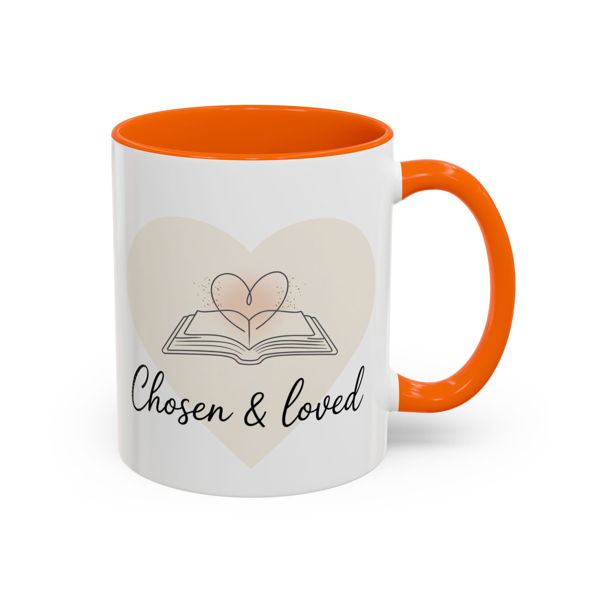 Chosen & Loved Accent Coffee Mug - Inspirational Gift, Heartwarming Mug, Cozy Beverage Cup, Perfect for Readers, Warm Reminder