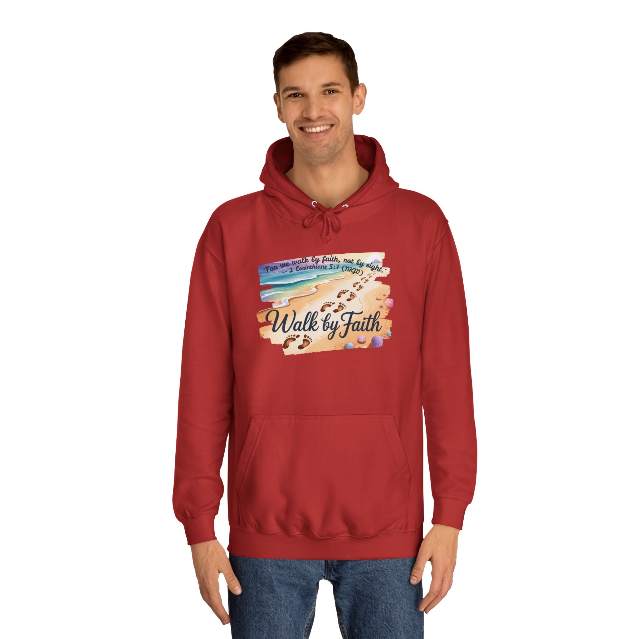 Walk by Faith-Inspirational Hoodie, Cozy College Wear, Inspirational Gift, Relaxed Everyday Style, Perfect for Faith-Based Events