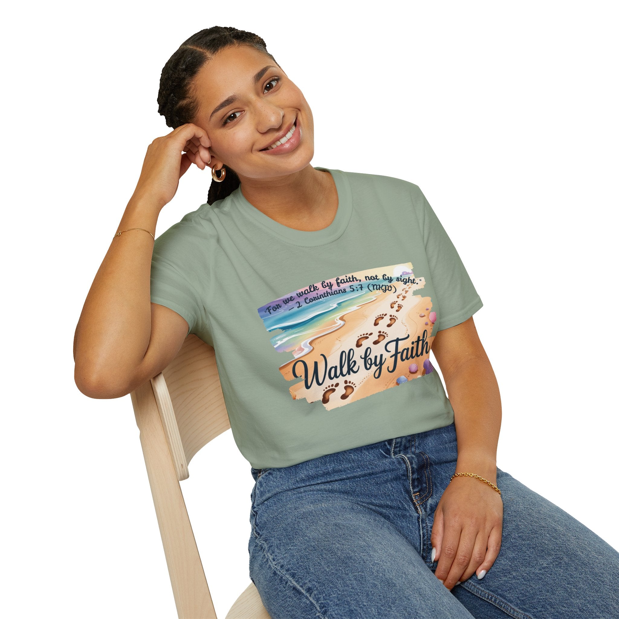 Walk by Faith Inspirational T-Shirt, Christian Apparel, Beach Vibe Tee, Casual Summer Wear, Gift for Believers