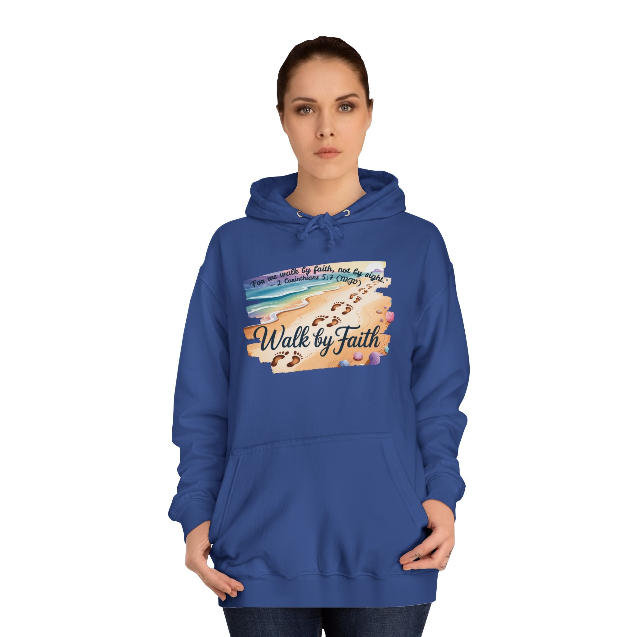 Walk by Faith-Inspirational Hoodie, Cozy College Wear, Inspirational Gift, Relaxed Everyday Style, Perfect for Faith-Based Events