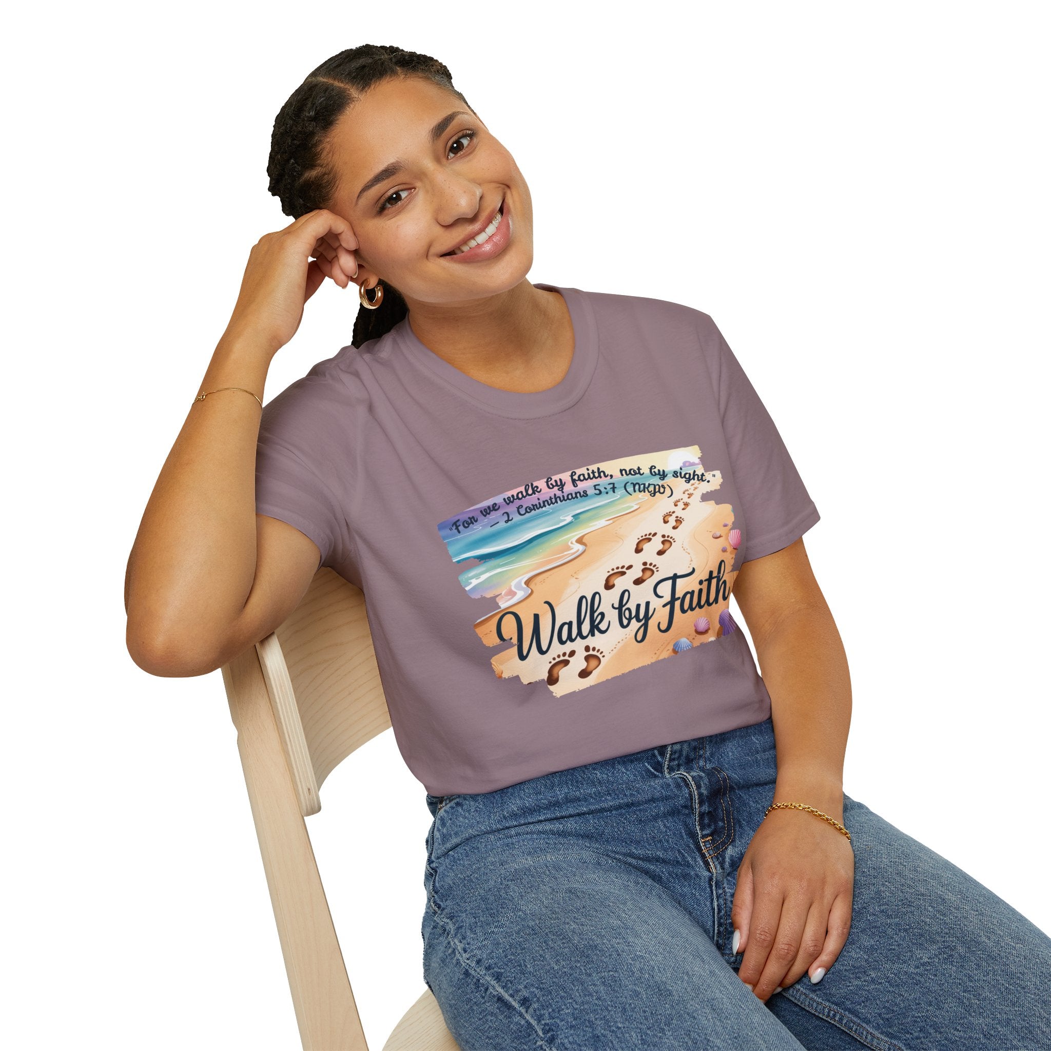 Walk by Faith Inspirational T-Shirt, Christian Apparel, Beach Vibe Tee, Casual Summer Wear, Gift for Believers