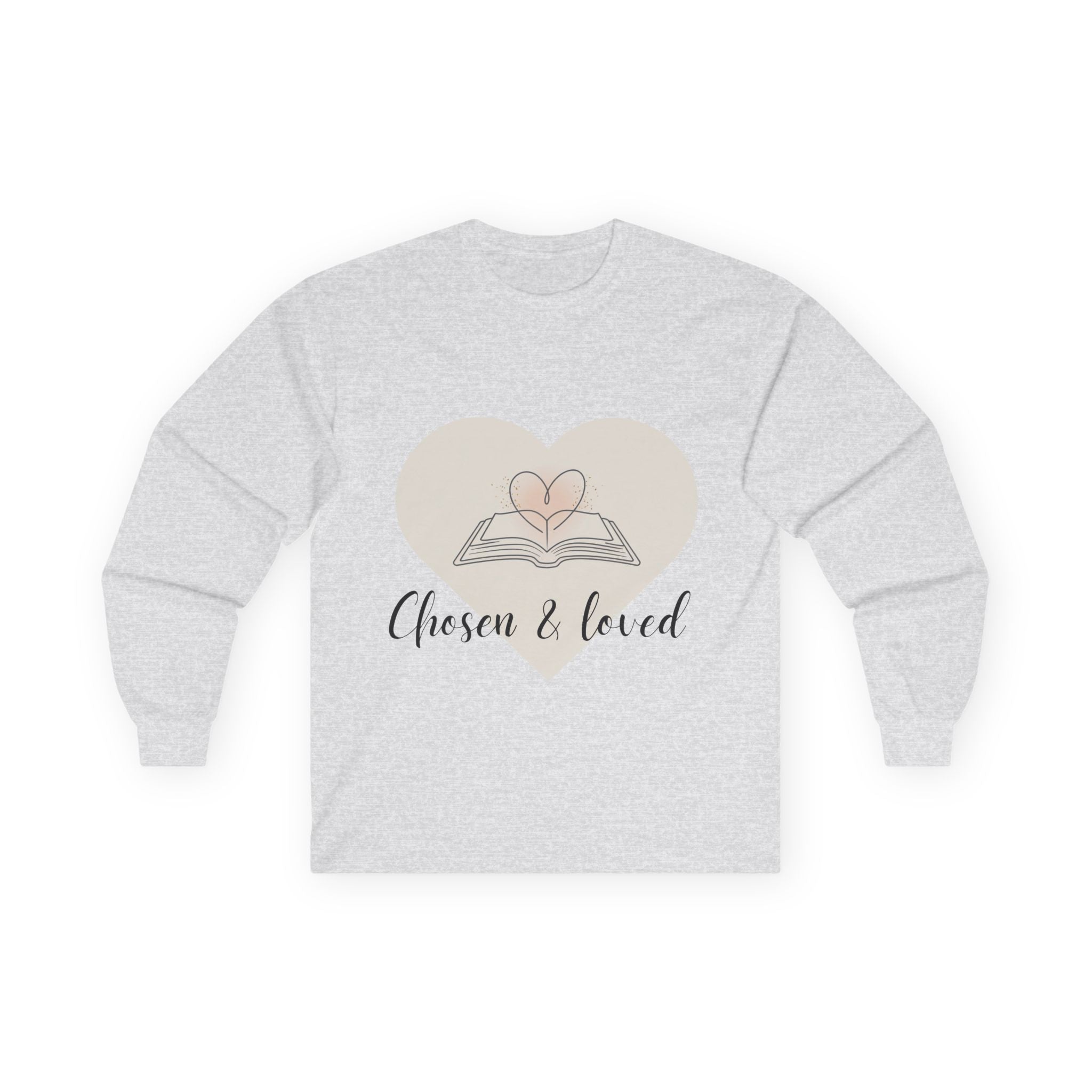 Chosen & Loved Long Sleeve Tee, Inspirational Shirt, Faith-Based Apparel, Mother's Day Gift, Heartwarming Gift, Everyday Wear - Light Colors