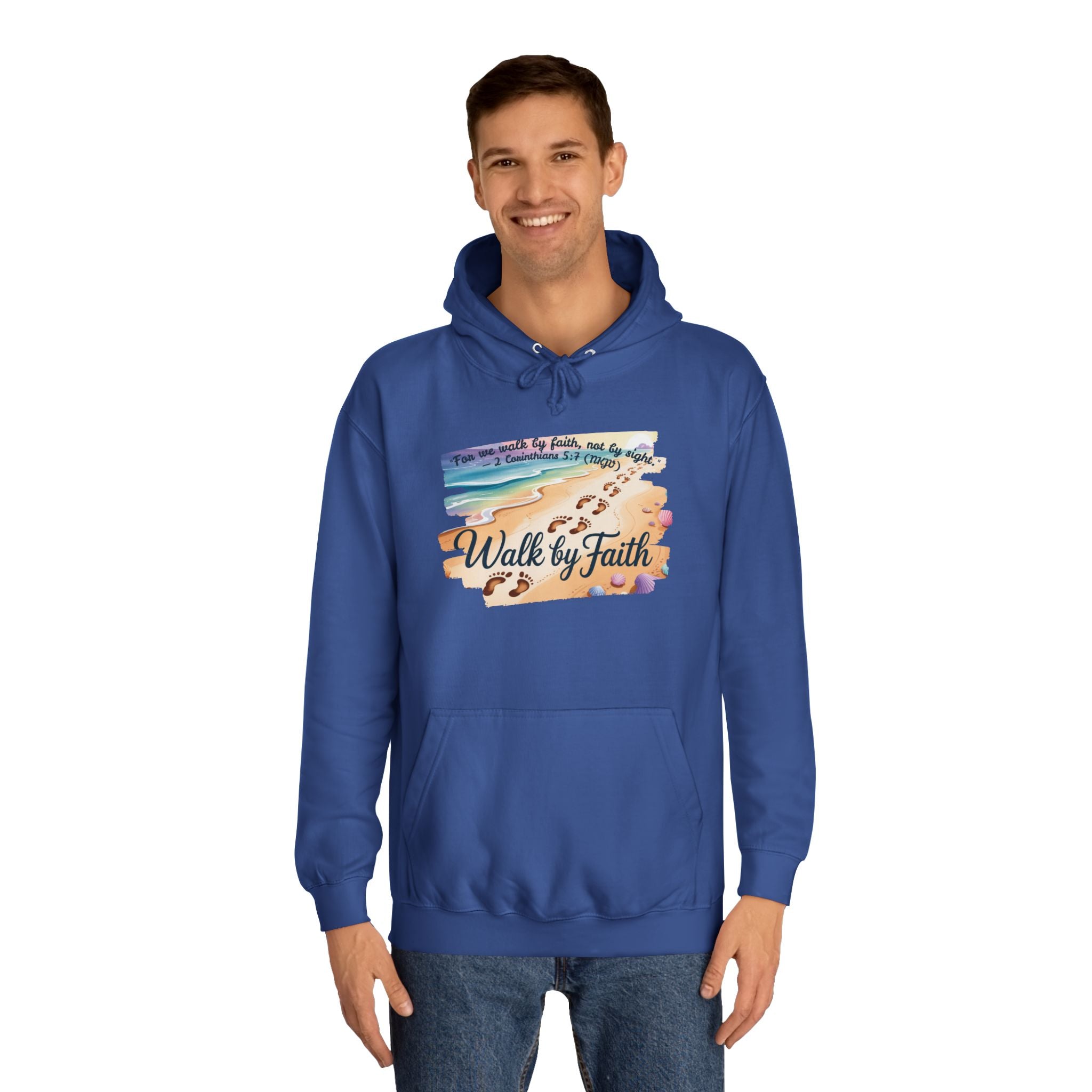 Walk by Faith-Inspirational Hoodie, Cozy College Wear, Inspirational Gift, Relaxed Everyday Style, Perfect for Faith-Based Events