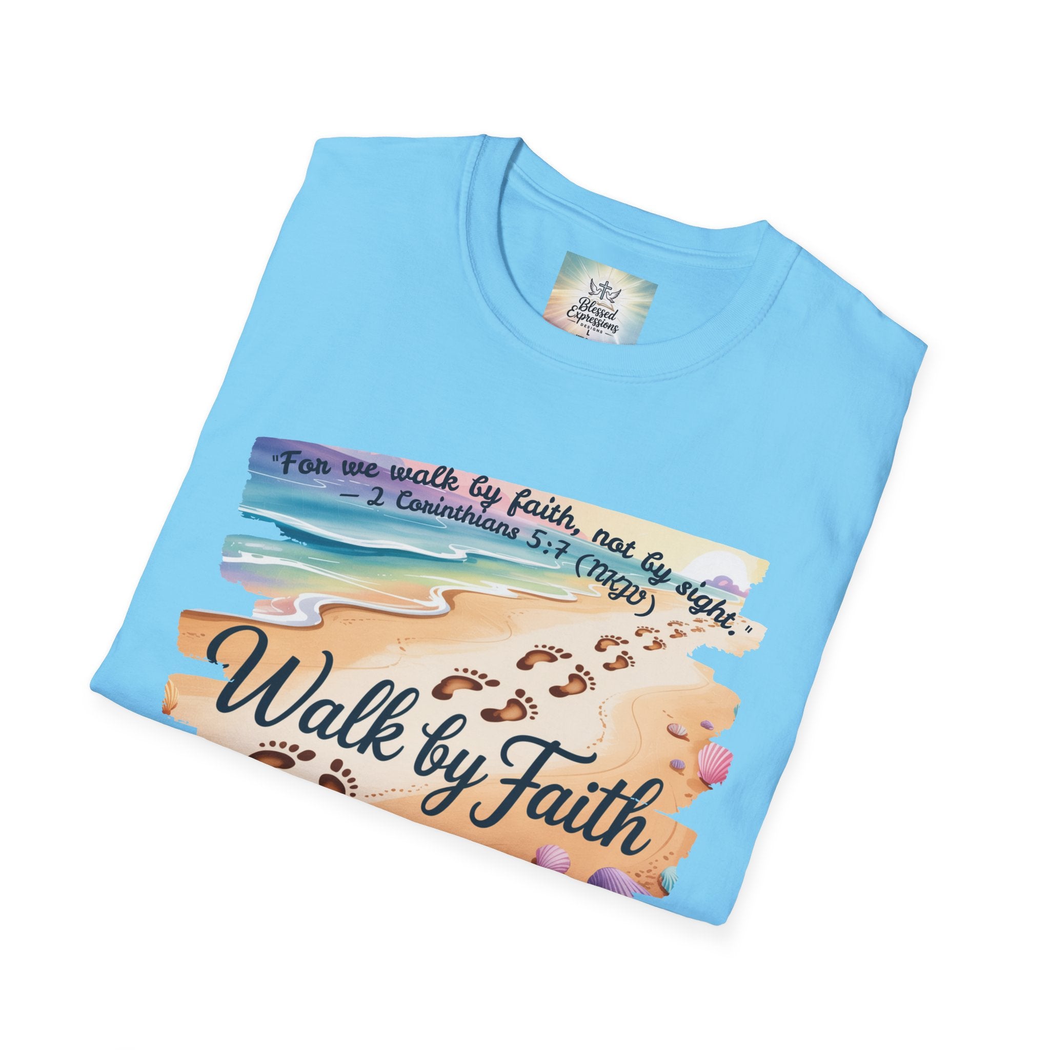 Walk by Faith Inspirational T-Shirt, Christian Apparel, Beach Vibe Tee, Casual Summer Wear, Gift for Believers