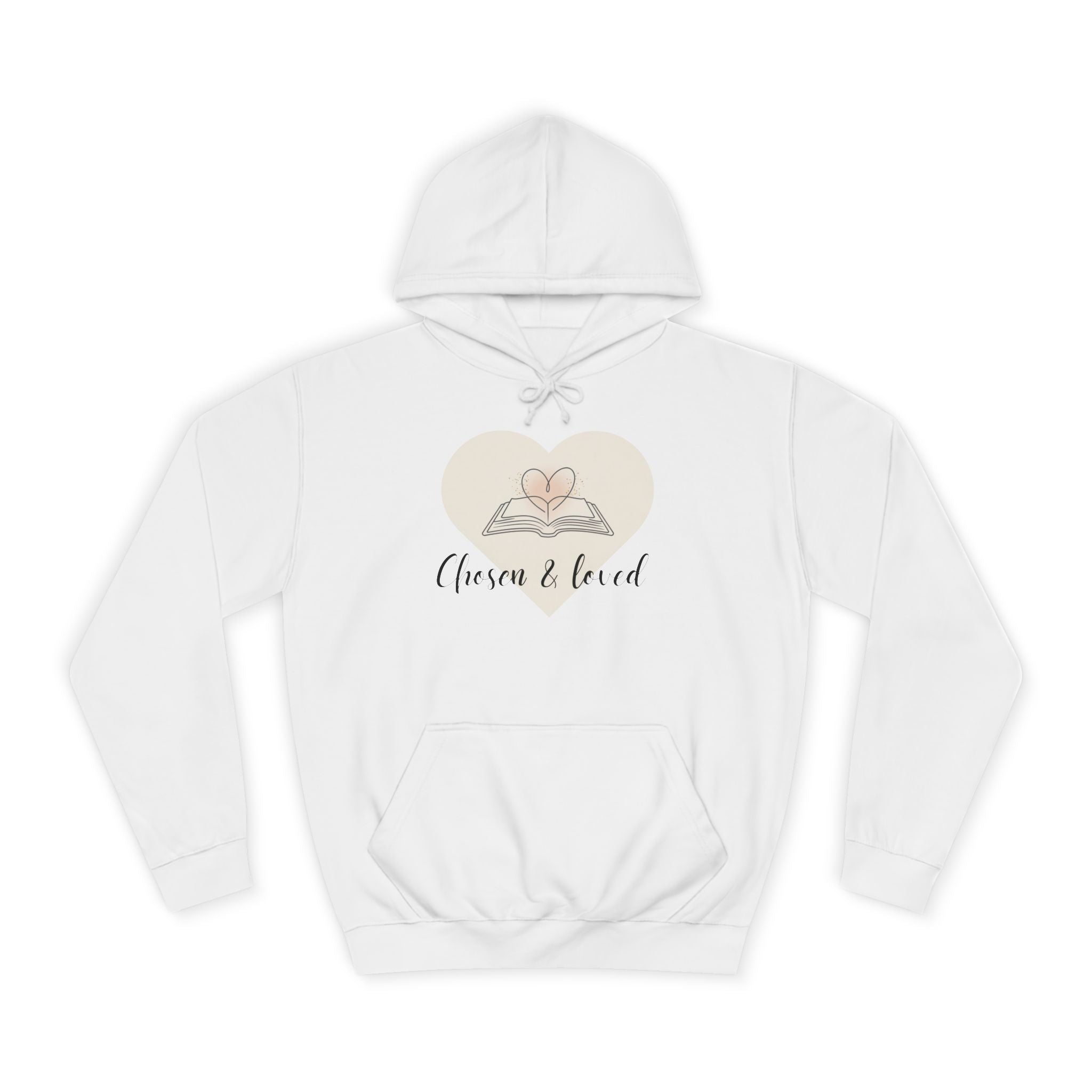 Chosen & Loved Cozy Reading Hoodie, Unisex College Apparel, Relaxed Style Sweatshirt - Light Colors