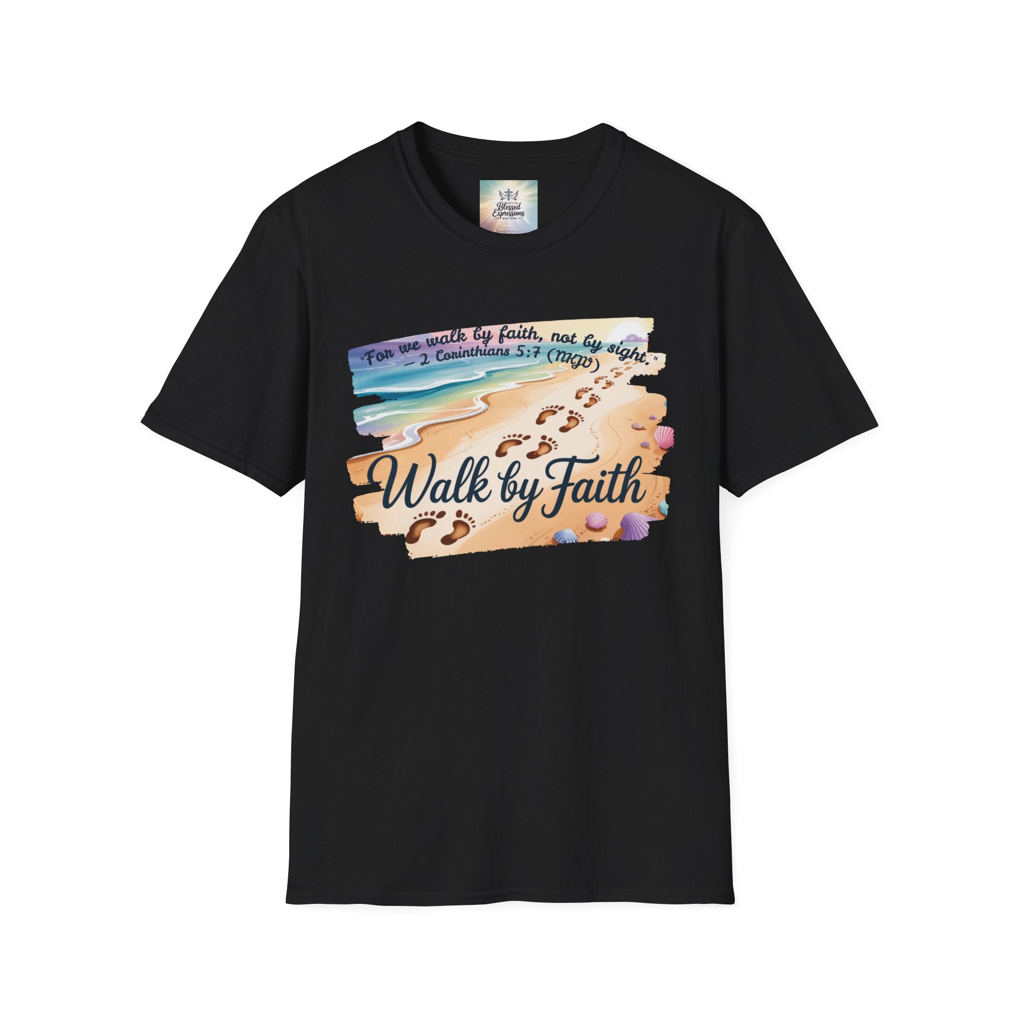 Walk by Faith Inspirational T-Shirt, Christian Apparel, Beach Vibe Tee, Casual Summer Wear, Gift for Believers