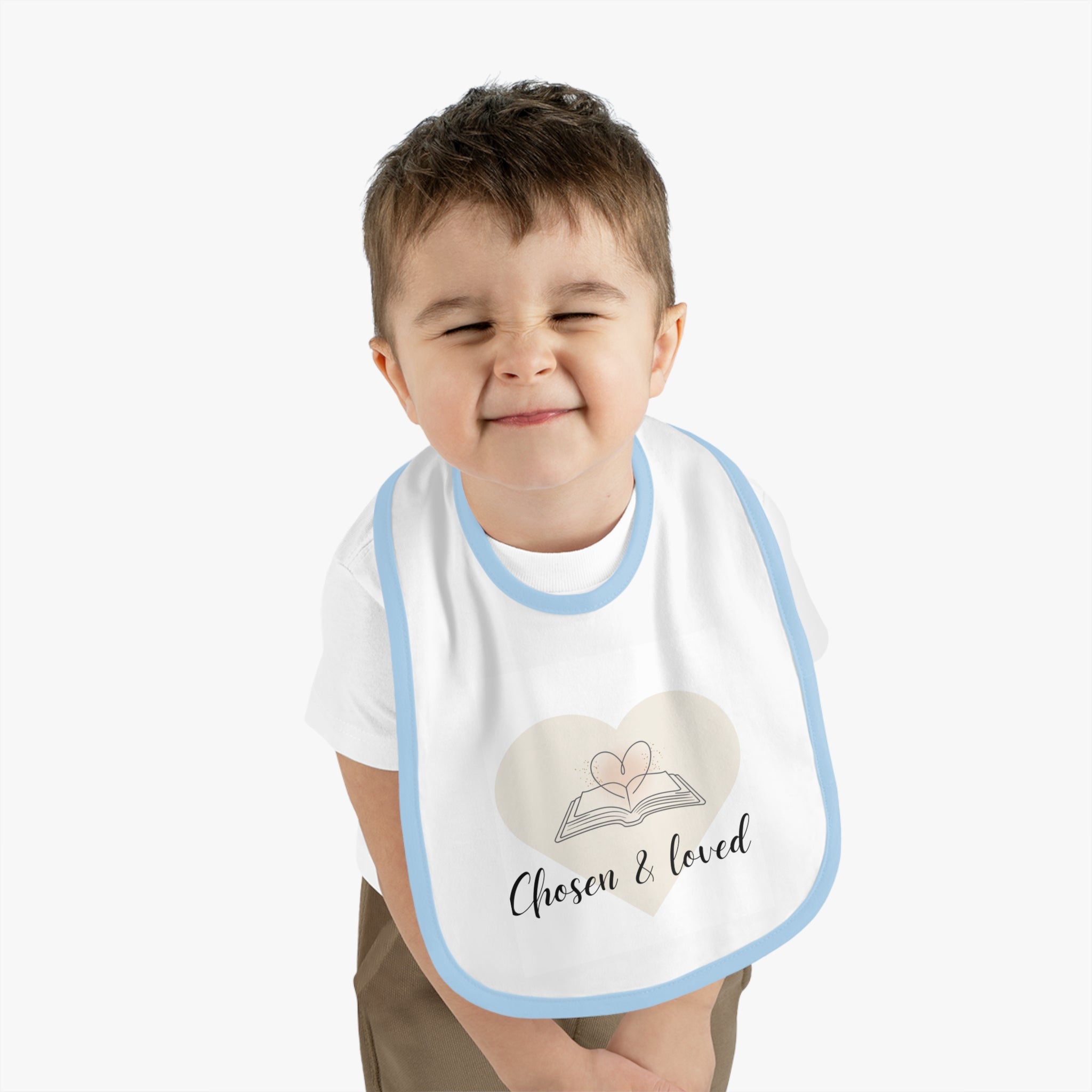 Chosen & Loved | Baby Bib with Heart Design | Baby Shower Gift, Newborn Essential, Fun Feeding Accessory, Cute Infant Wear