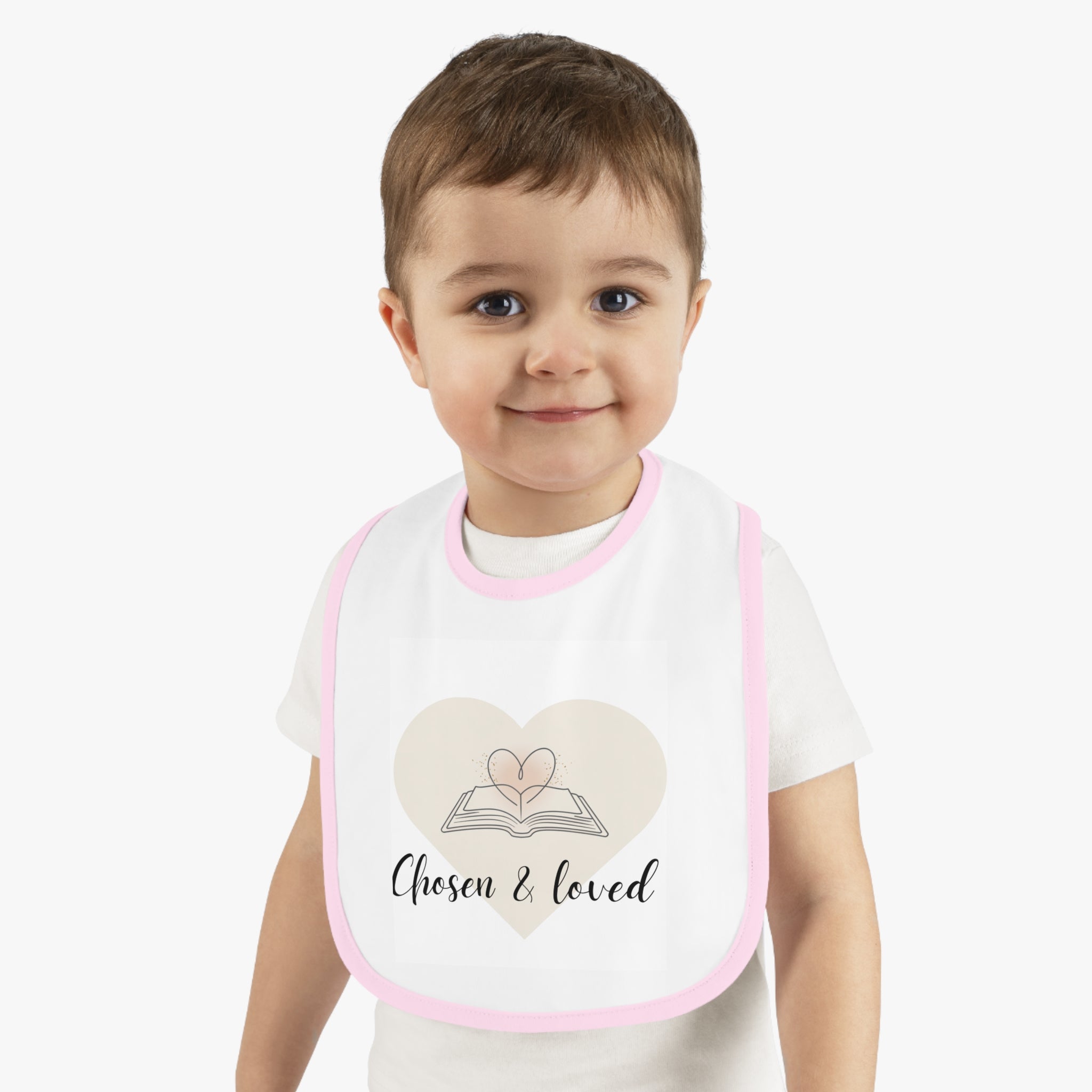 Chosen & Loved | Baby Bib with Heart Design | Baby Shower Gift, Newborn Essential, Fun Feeding Accessory, Cute Infant Wear