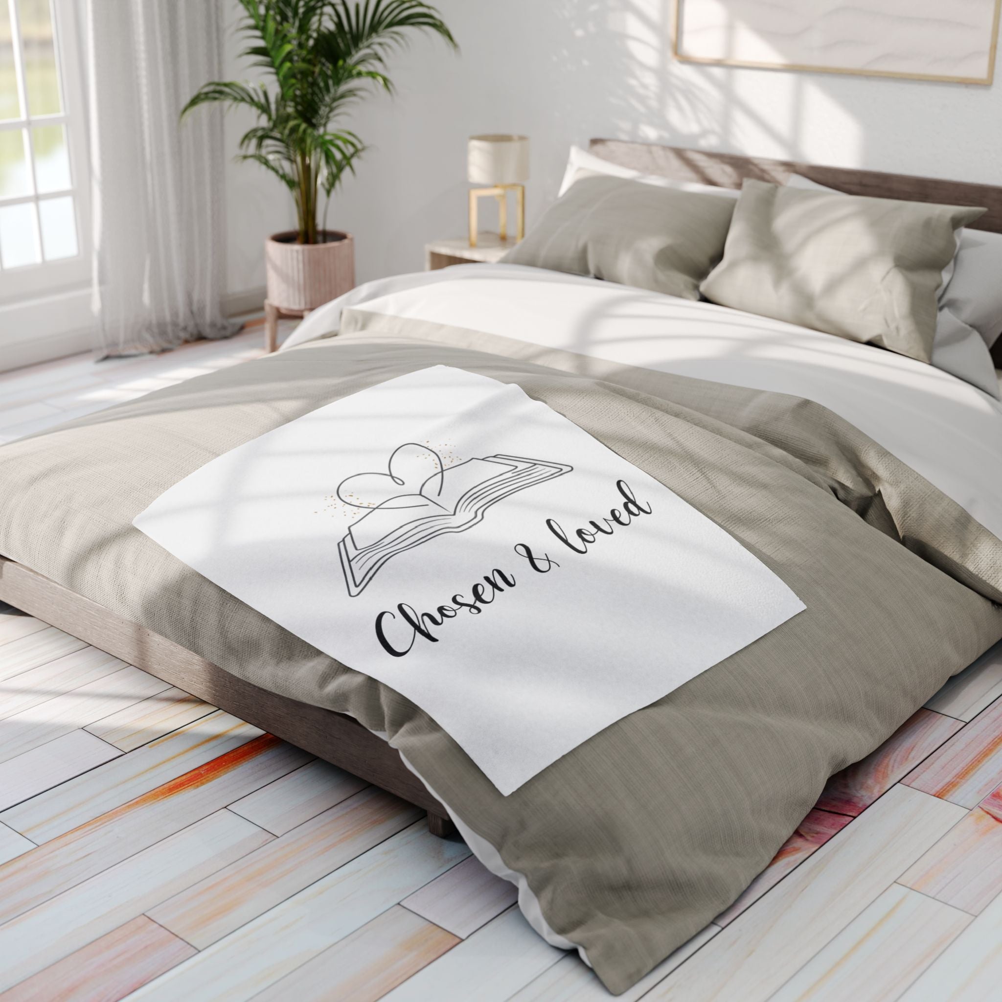 Chosen & Loved Cozy Arctic Fleece Blanket, Inspirational Gift, Home Décor, Reading Nook Accessory, Ideal for Reading Lovers