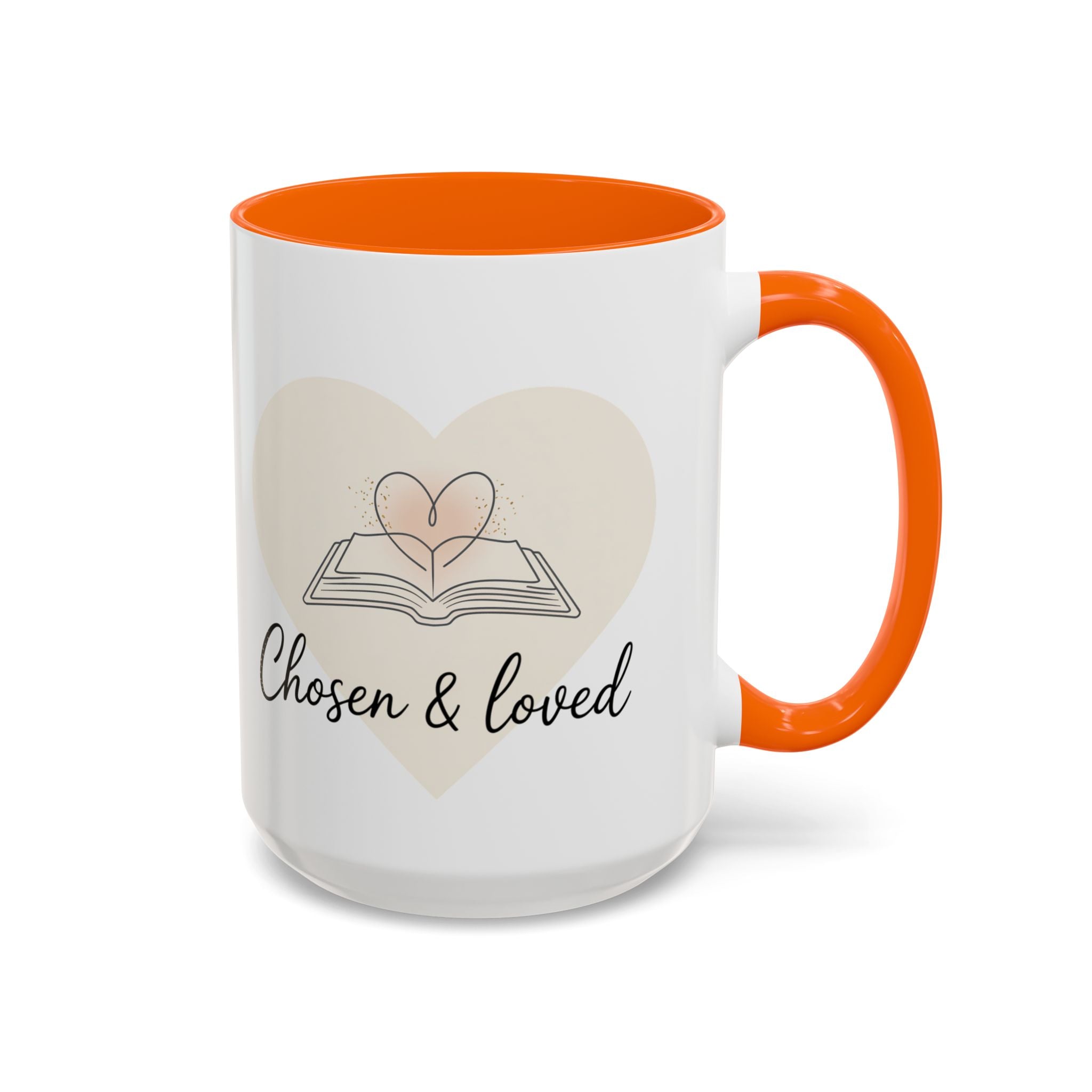 Chosen & Loved Accent Coffee Mug - Inspirational Gift, Heartwarming Mug, Cozy Beverage Cup, Perfect for Readers, Warm Reminder