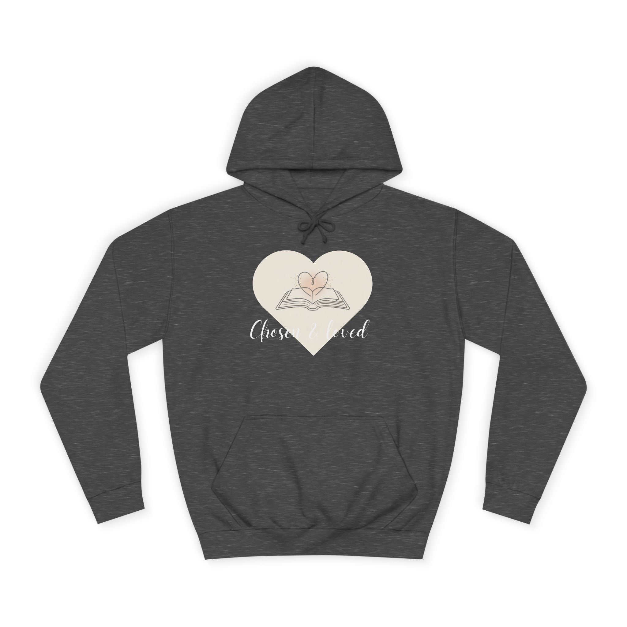 Chosen & Loved Cozy Reading Hoodie, Unisex College Apparel, Relaxed Style Sweatshirt - Dark Colors
