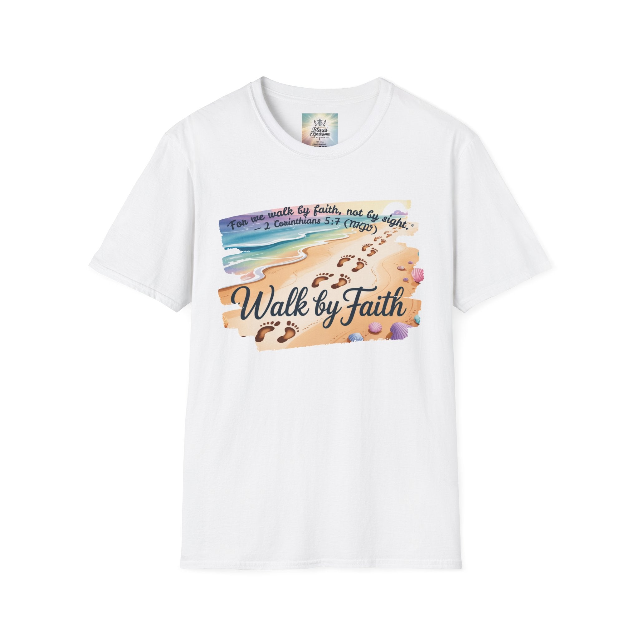 Walk by Faith Inspirational T-Shirt, Christian Apparel, Beach Vibe Tee, Casual Summer Wear, Gift for Believers