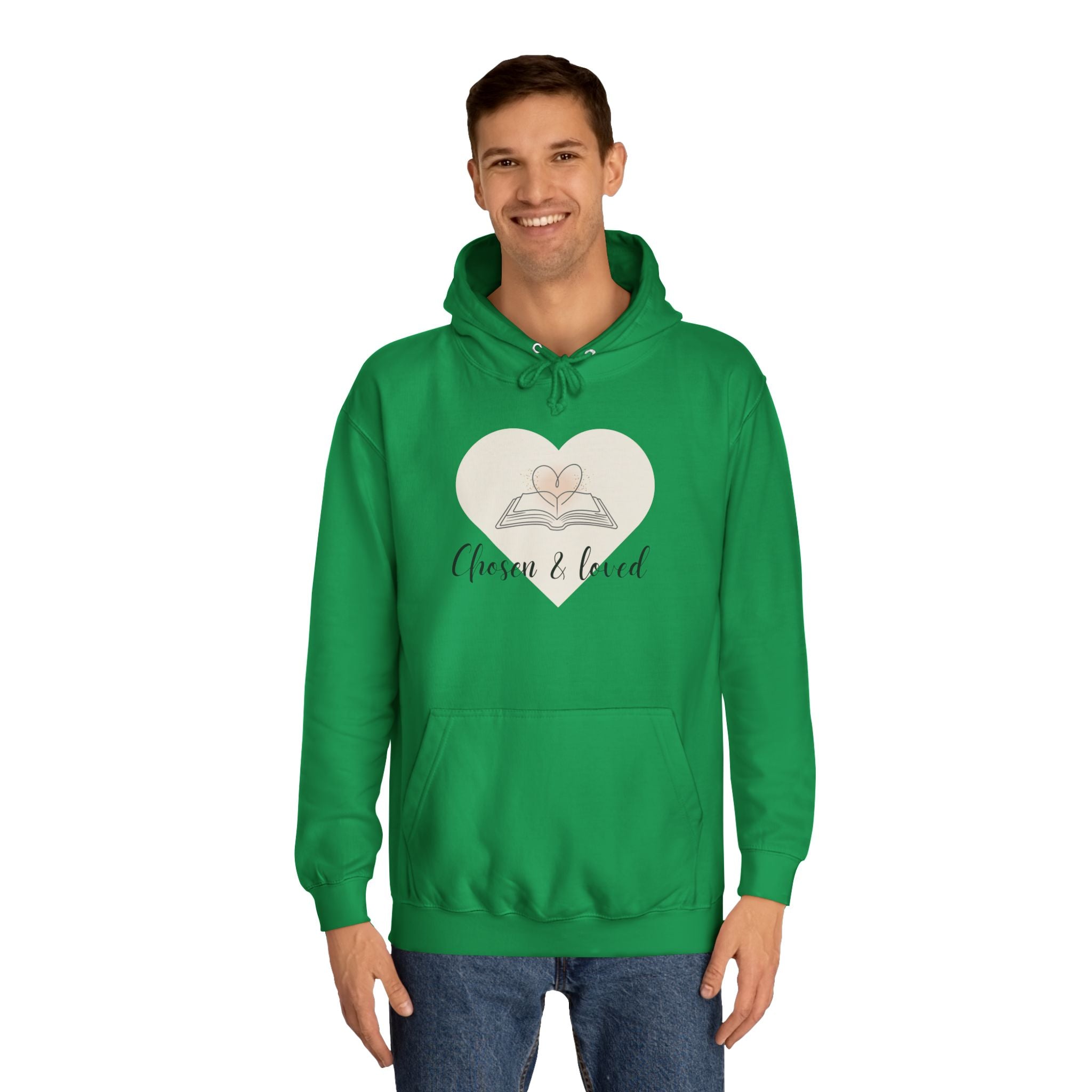 Chosen & Loved Cozy Reading Hoodie, Unisex College Apparel, Relaxed Style Sweatshirt - Light Colors