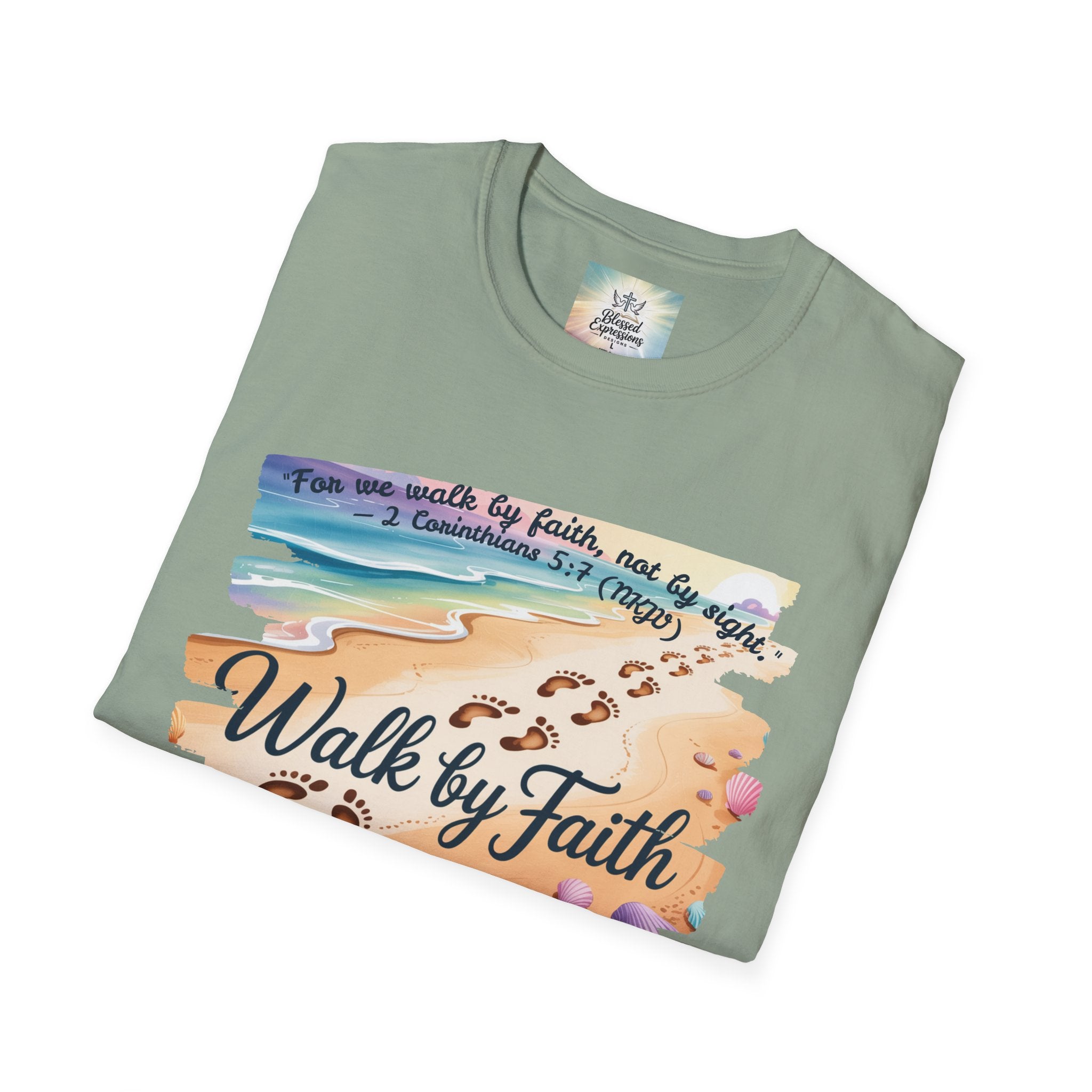 Walk by Faith Inspirational T-Shirt, Christian Apparel, Beach Vibe Tee, Casual Summer Wear, Gift for Believers