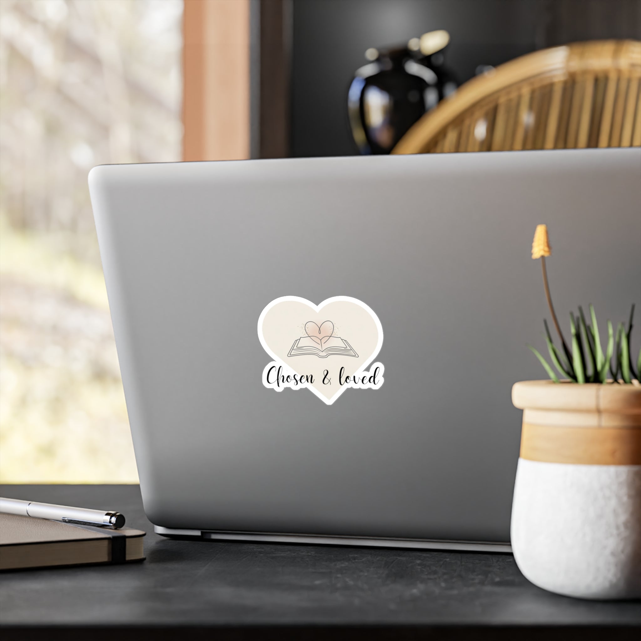"Chosen & Loved" Heartfelt Kiss-Cut Vinyl Decals - Stickers for Book Lovers, Gift for Readers, Home Decor, Scrapbooking, Personalized Gifts