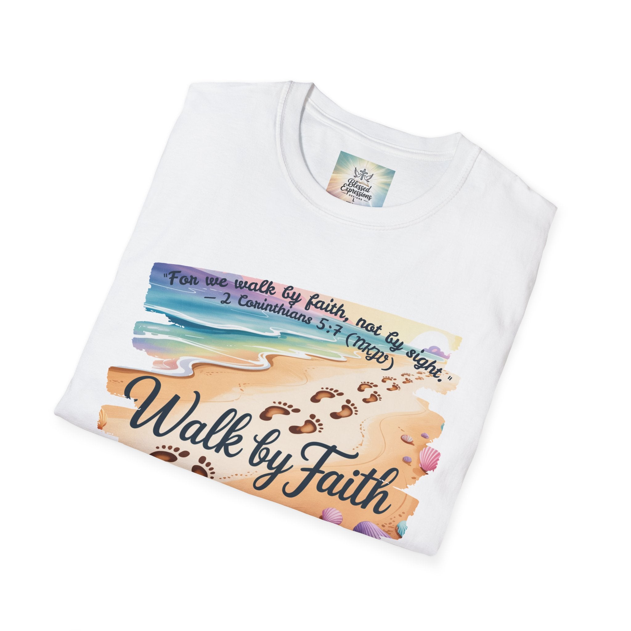 Walk by Faith Inspirational T-Shirt, Christian Apparel, Beach Vibe Tee, Casual Summer Wear, Gift for Believers
