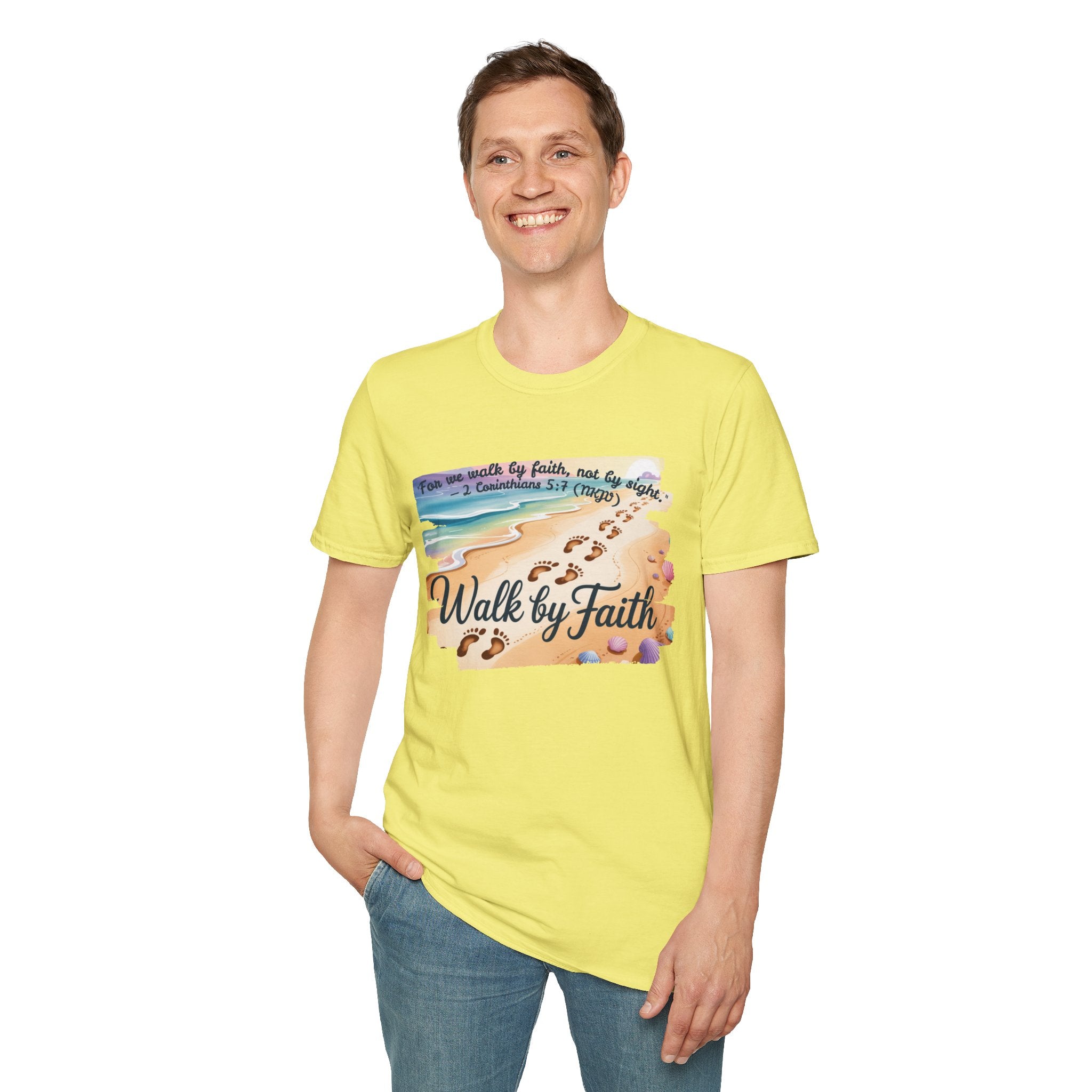 Walk by Faith Inspirational T-Shirt, Christian Apparel, Beach Vibe Tee, Casual Summer Wear, Gift for Believers