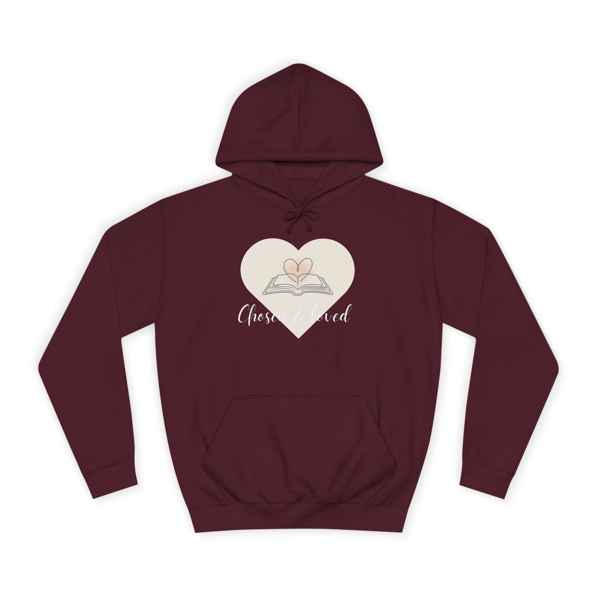 Chosen & Loved Cozy Reading Hoodie, Unisex College Apparel, Relaxed Style Sweatshirt - Dark Colors