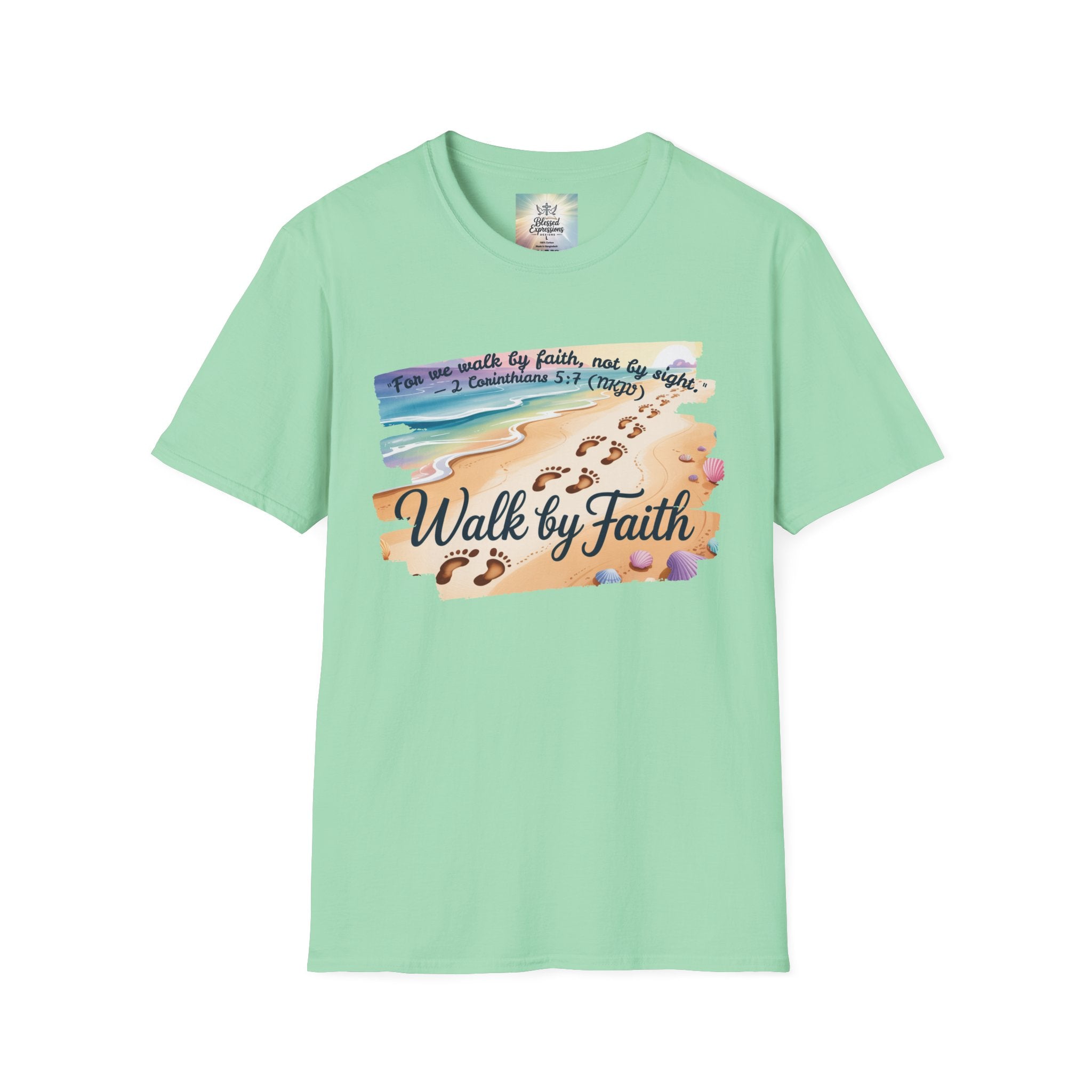 Walk by Faith Inspirational T-Shirt, Christian Apparel, Beach Vibe Tee, Casual Summer Wear, Gift for Believers
