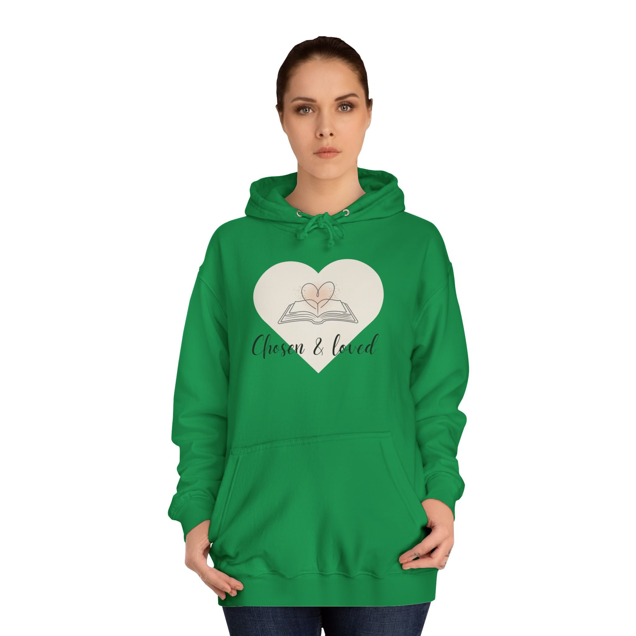 Chosen & Loved Cozy Reading Hoodie, Unisex College Apparel, Relaxed Style Sweatshirt - Light Colors