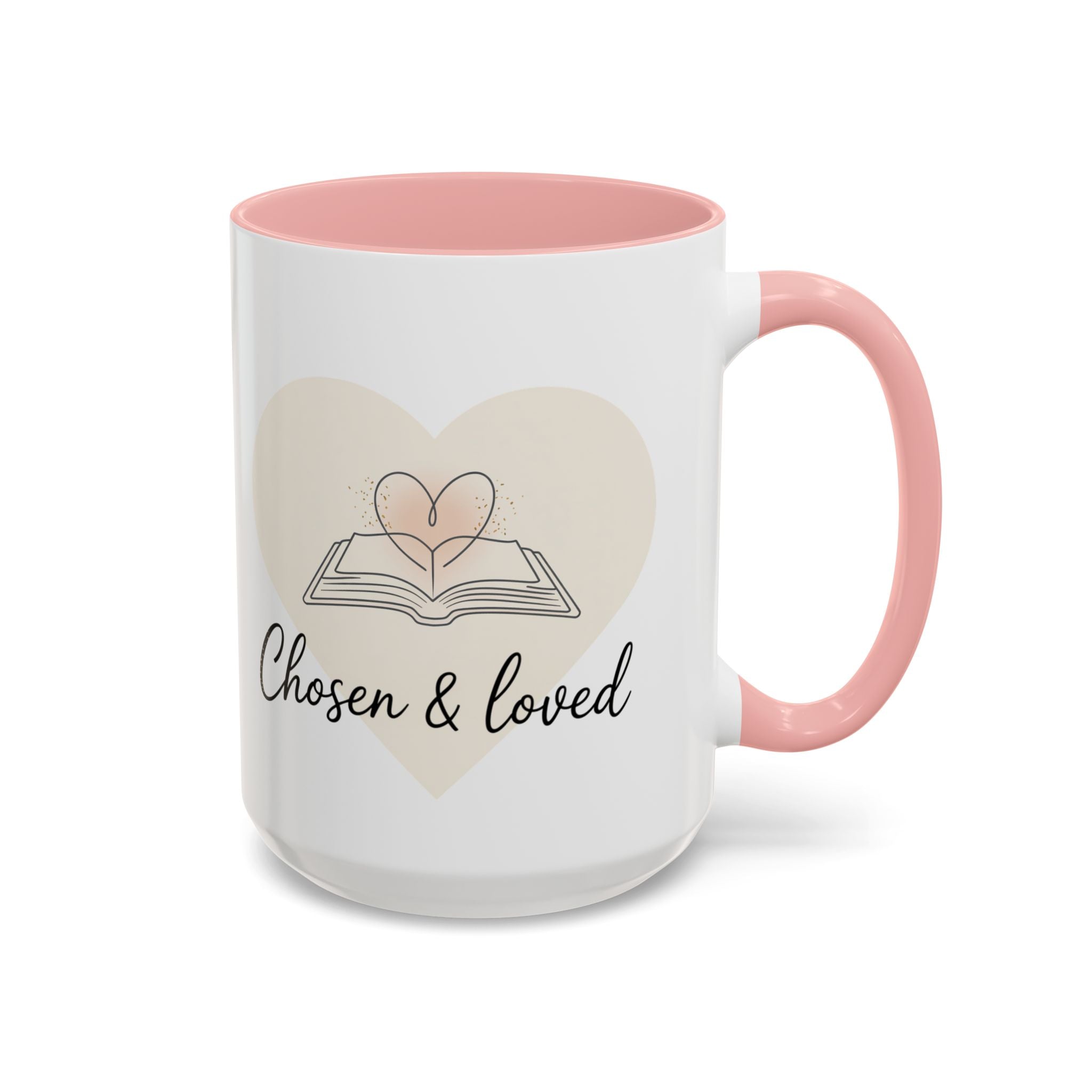 Chosen & Loved Accent Coffee Mug - Inspirational Gift, Heartwarming Mug, Cozy Beverage Cup, Perfect for Readers, Warm Reminder