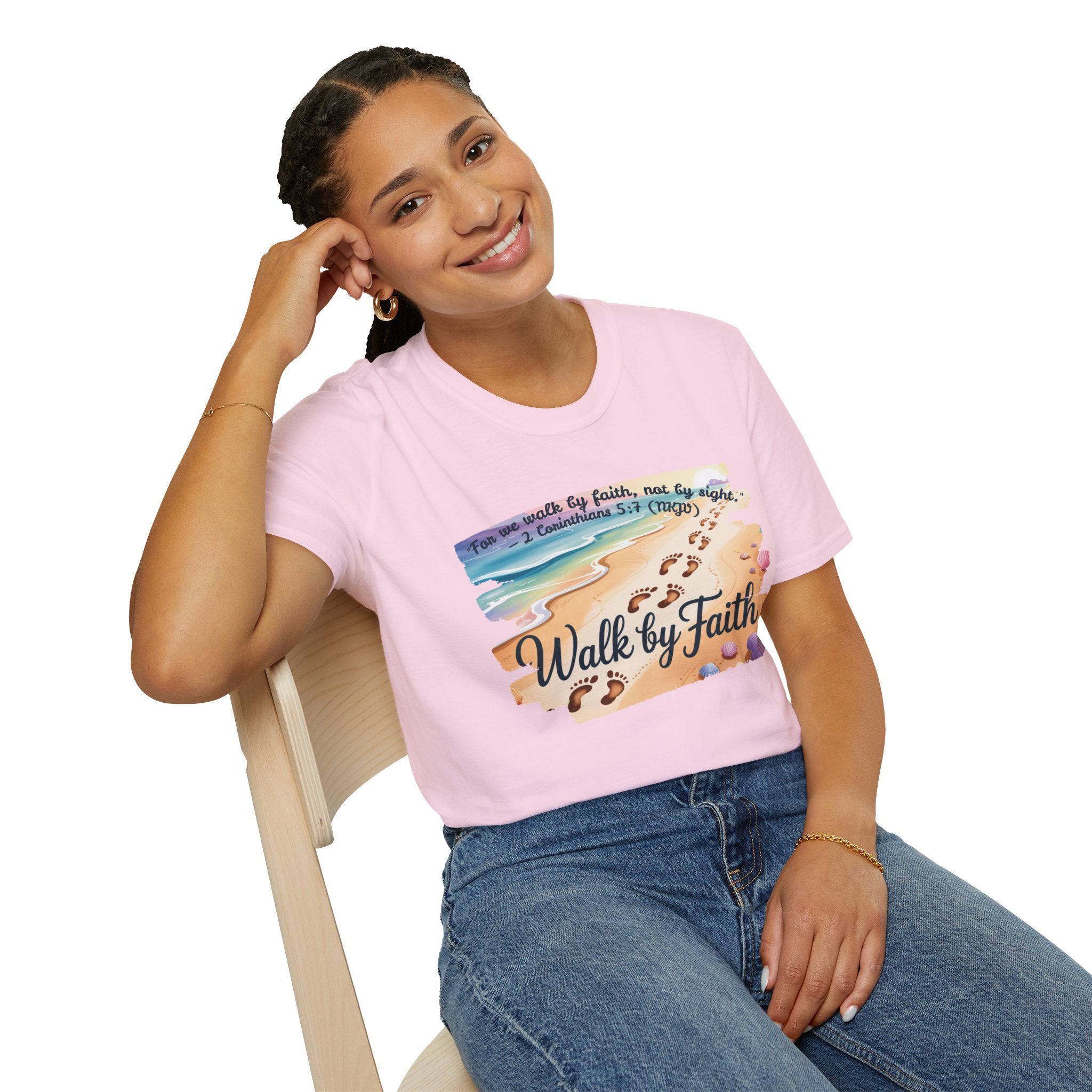 Walk by Faith Inspirational T-Shirt, Christian Apparel, Beach Vibe Tee, Casual Summer Wear, Gift for Believers