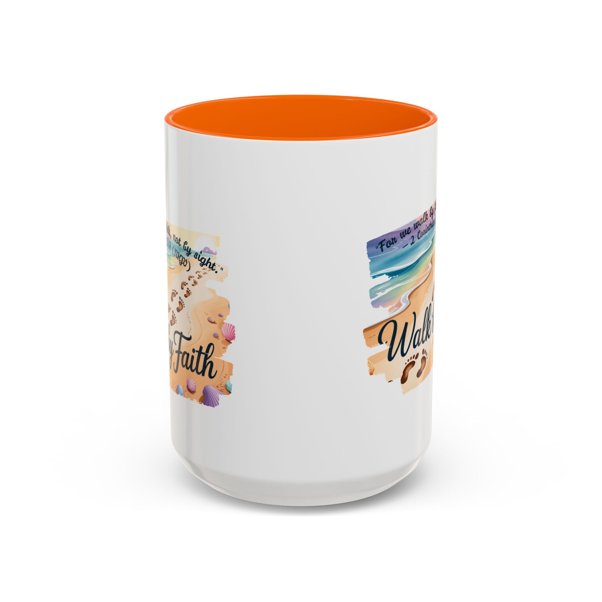 Walk by Faith Inspirational Coffee Mug, Motivational Drinkware, Faith Mug, Beach-Themed Cup, Perfect Gift for Friends