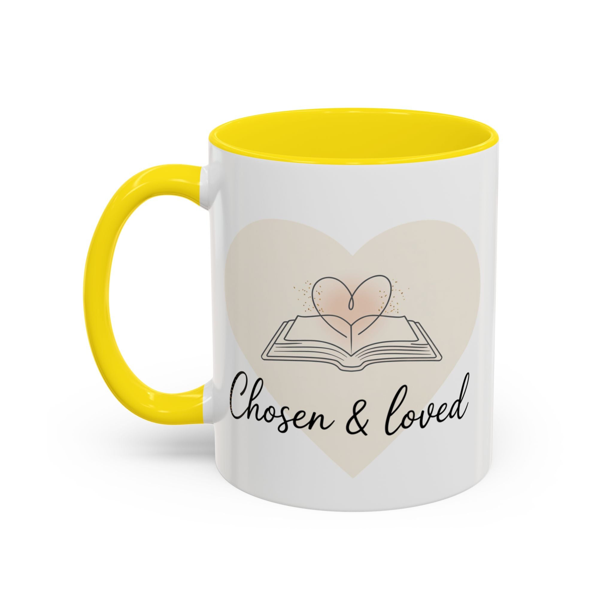 Chosen & Loved Accent Coffee Mug - Inspirational Gift, Heartwarming Mug, Cozy Beverage Cup, Perfect for Readers, Warm Reminder