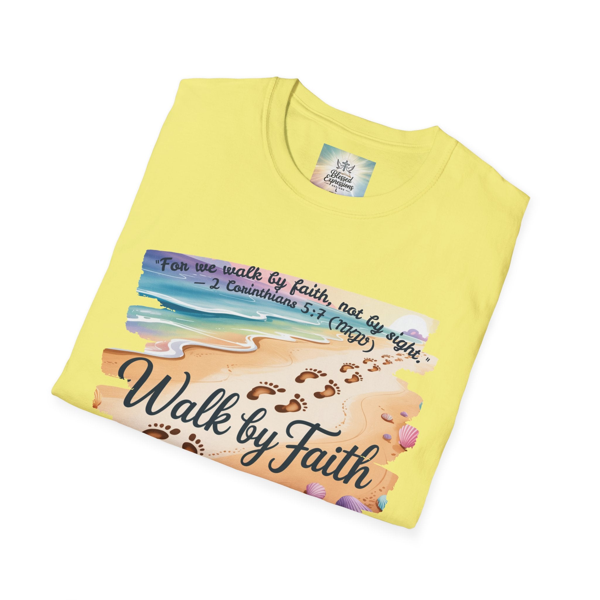 Walk by Faith Inspirational T-Shirt, Christian Apparel, Beach Vibe Tee, Casual Summer Wear, Gift for Believers