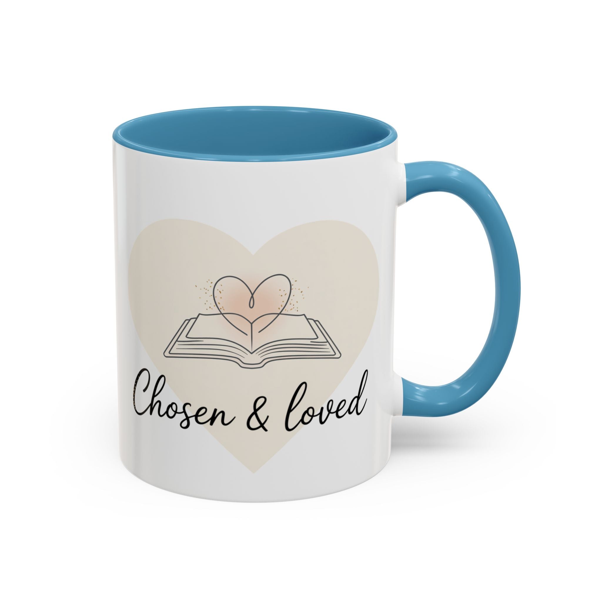 Chosen & Loved Accent Coffee Mug - Inspirational Gift, Heartwarming Mug, Cozy Beverage Cup, Perfect for Readers, Warm Reminder