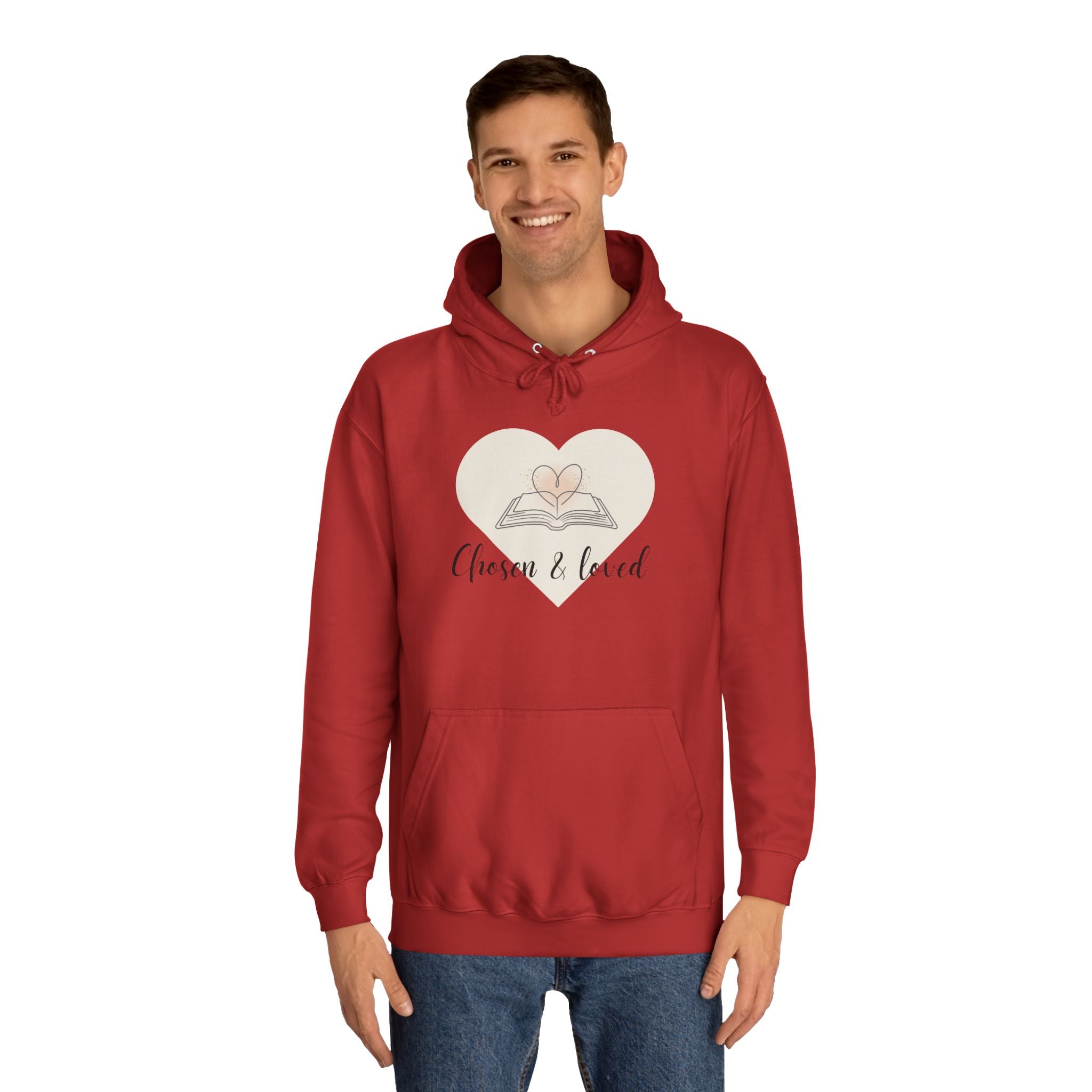 Chosen & Loved Cozy Reading Hoodie, Unisex College Apparel, Relaxed Style Sweatshirt - Light Colors