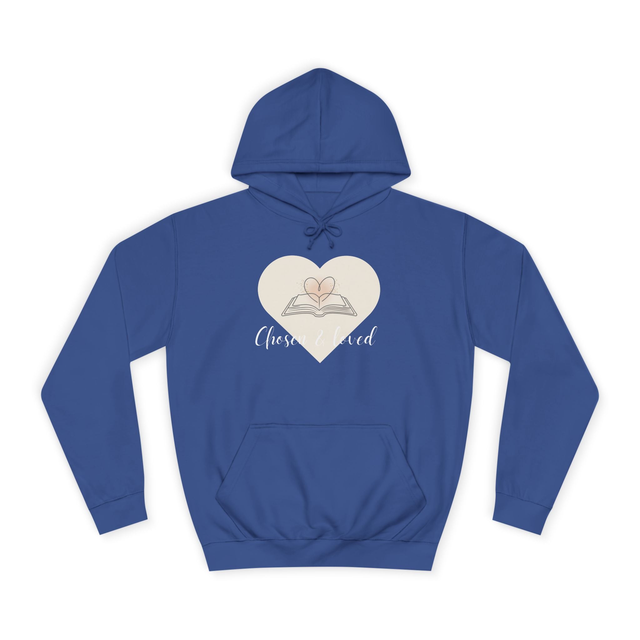 Chosen & Loved Cozy Reading Hoodie, Unisex College Apparel, Relaxed Style Sweatshirt - Dark Colors