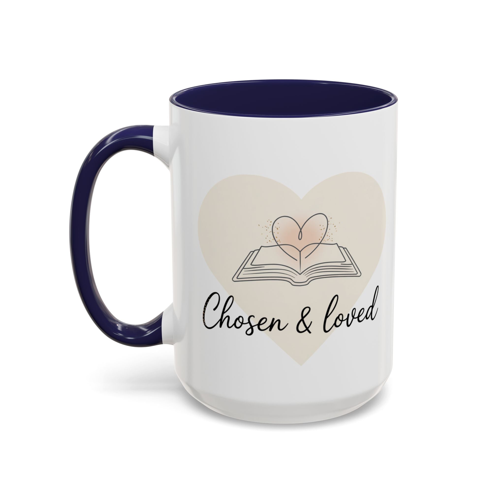 Chosen & Loved Accent Coffee Mug - Inspirational Gift, Heartwarming Mug, Cozy Beverage Cup, Perfect for Readers, Warm Reminder