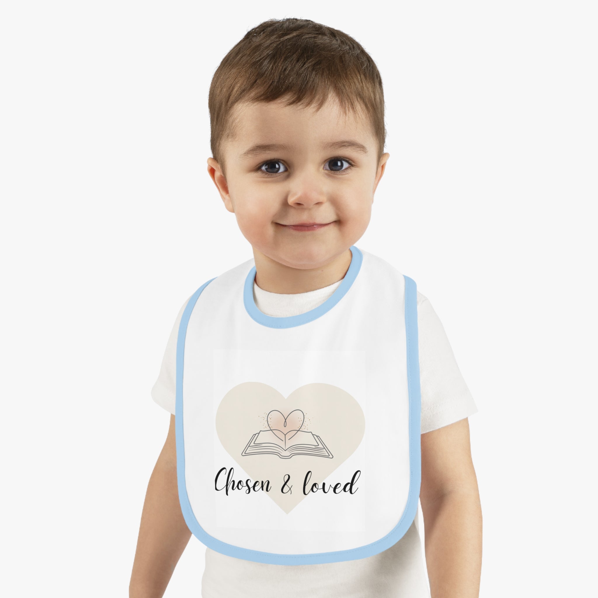 Chosen & Loved | Baby Bib with Heart Design | Baby Shower Gift, Newborn Essential, Fun Feeding Accessory, Cute Infant Wear