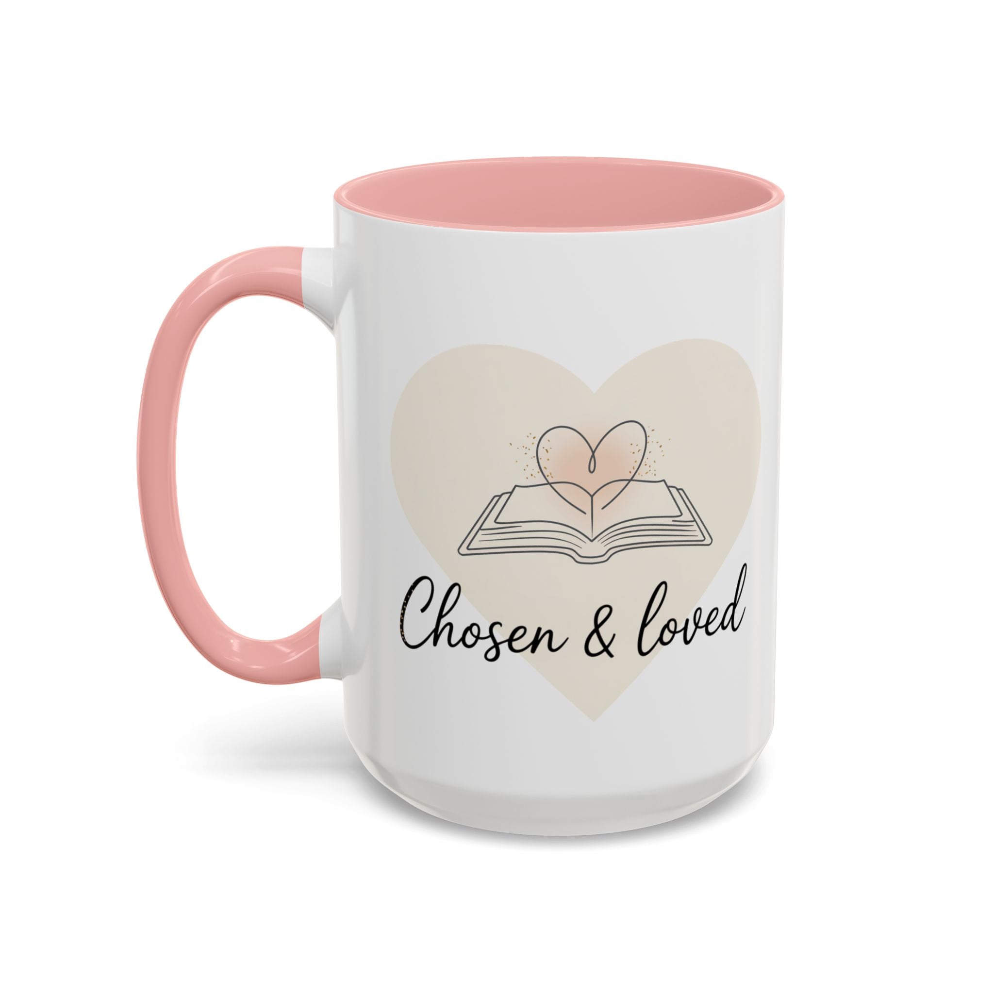 Chosen & Loved Accent Coffee Mug - Inspirational Gift, Heartwarming Mug, Cozy Beverage Cup, Perfect for Readers, Warm Reminder