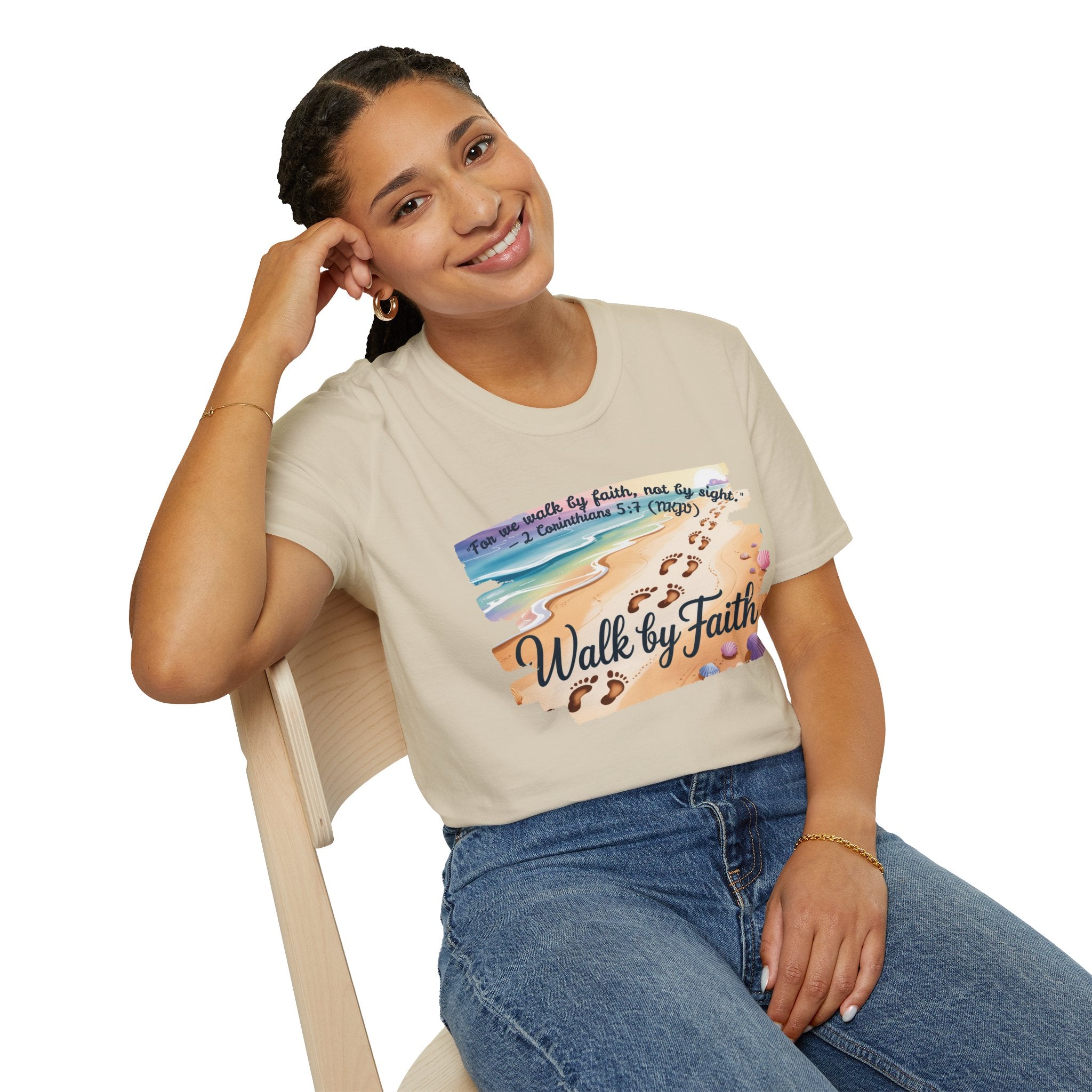Walk by Faith Inspirational T-Shirt, Christian Apparel, Beach Vibe Tee, Casual Summer Wear, Gift for Believers