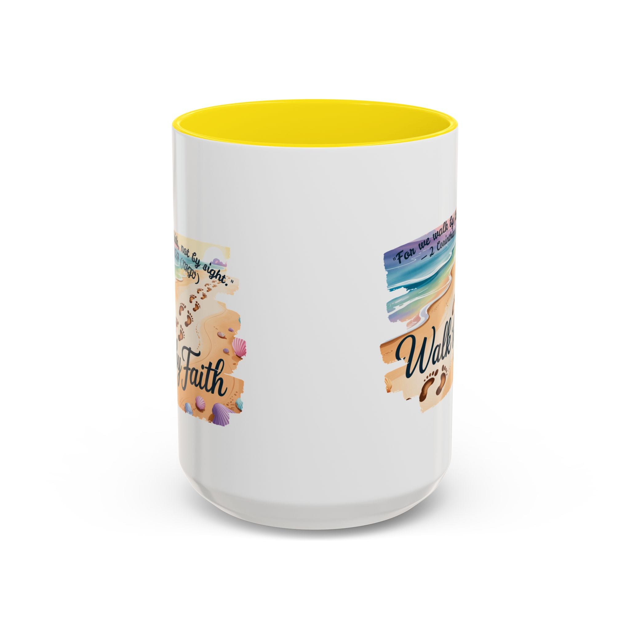 Walk by Faith Inspirational Coffee Mug, Motivational Drinkware, Faith Mug, Beach-Themed Cup, Perfect Gift for Friends