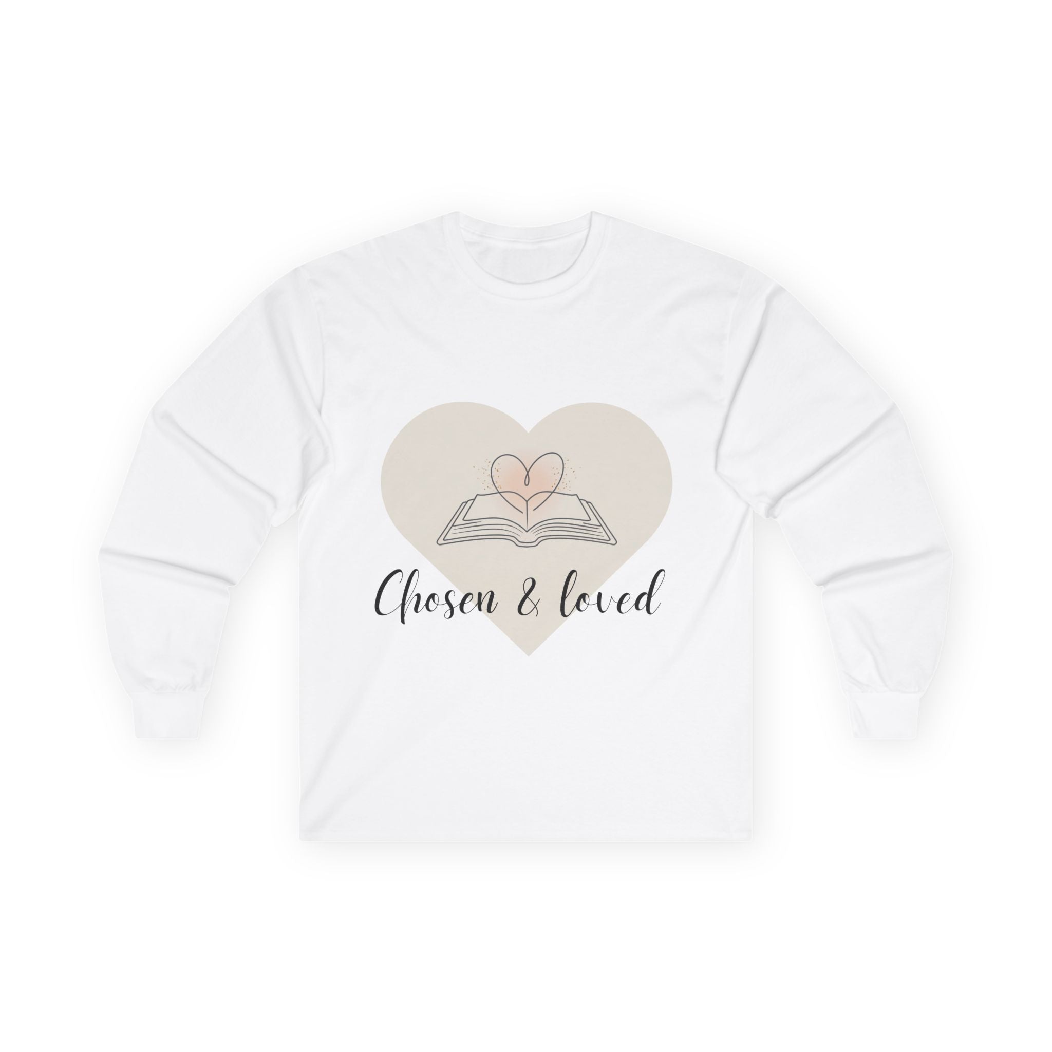 Chosen & Loved Long Sleeve Tee, Inspirational Shirt, Faith-Based Apparel, Mother's Day Gift, Heartwarming Gift, Everyday Wear - Light Colors